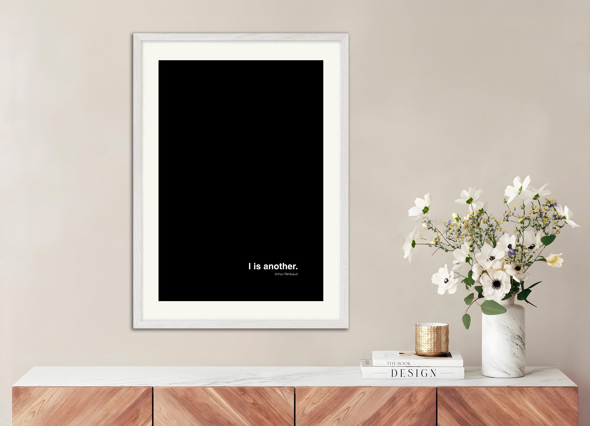 Poster with white wood frame: I is another - Arthur Rimbaud