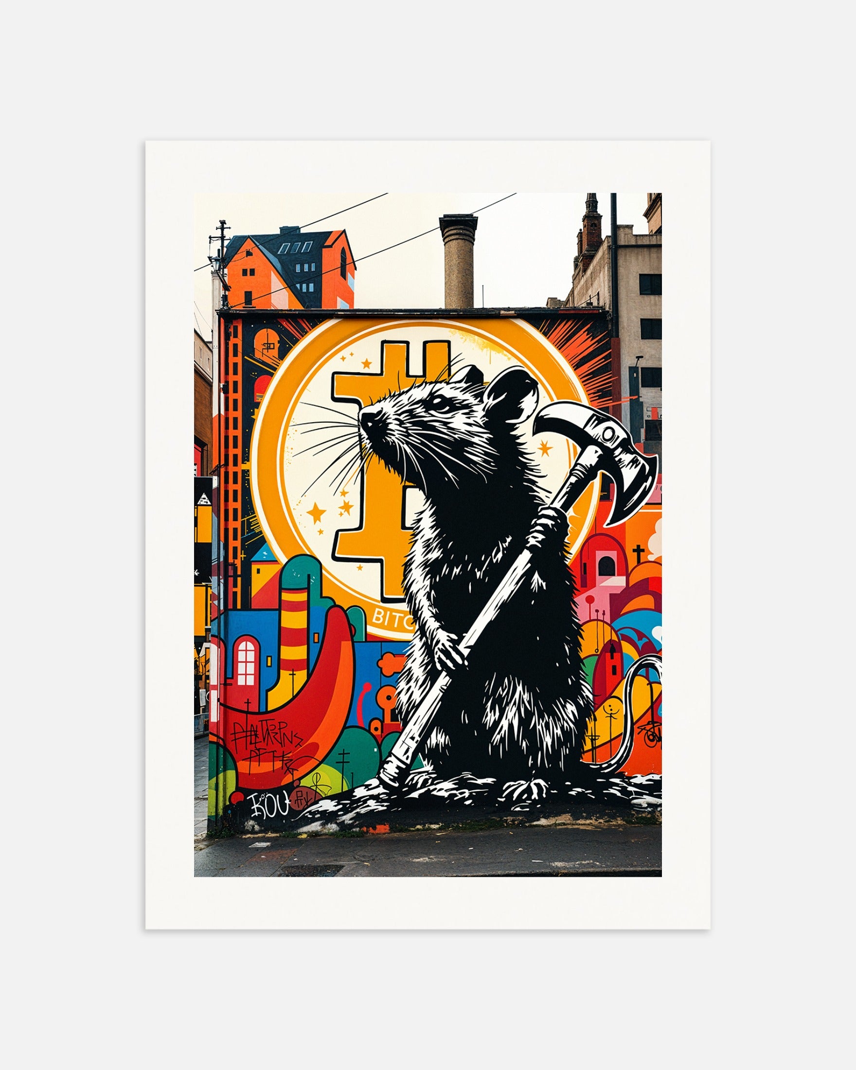 Poster: Bitcoin, Street Art, Hammer Rat, none