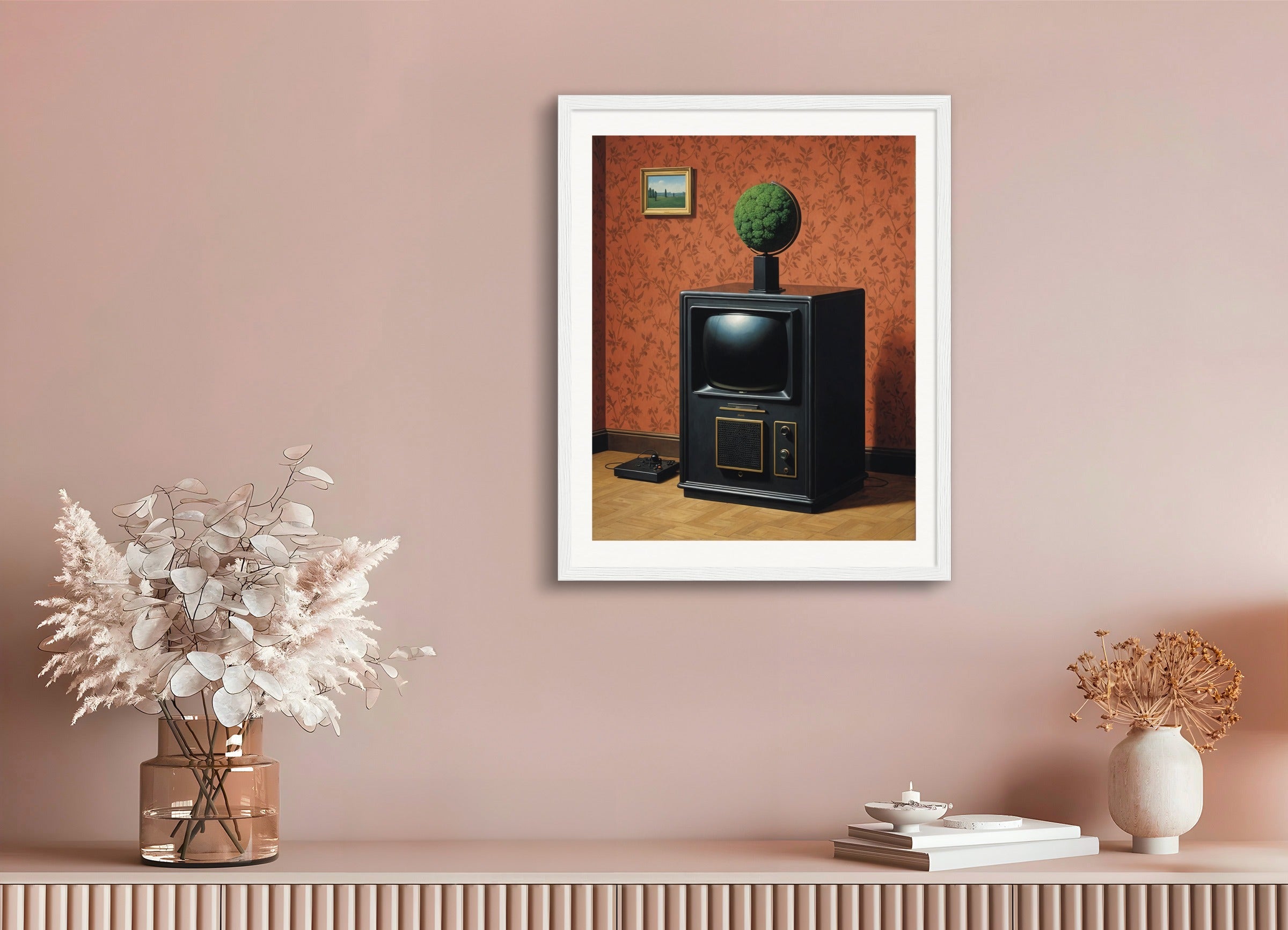 Poster with wood frame: Belgian surrealism, Video game console