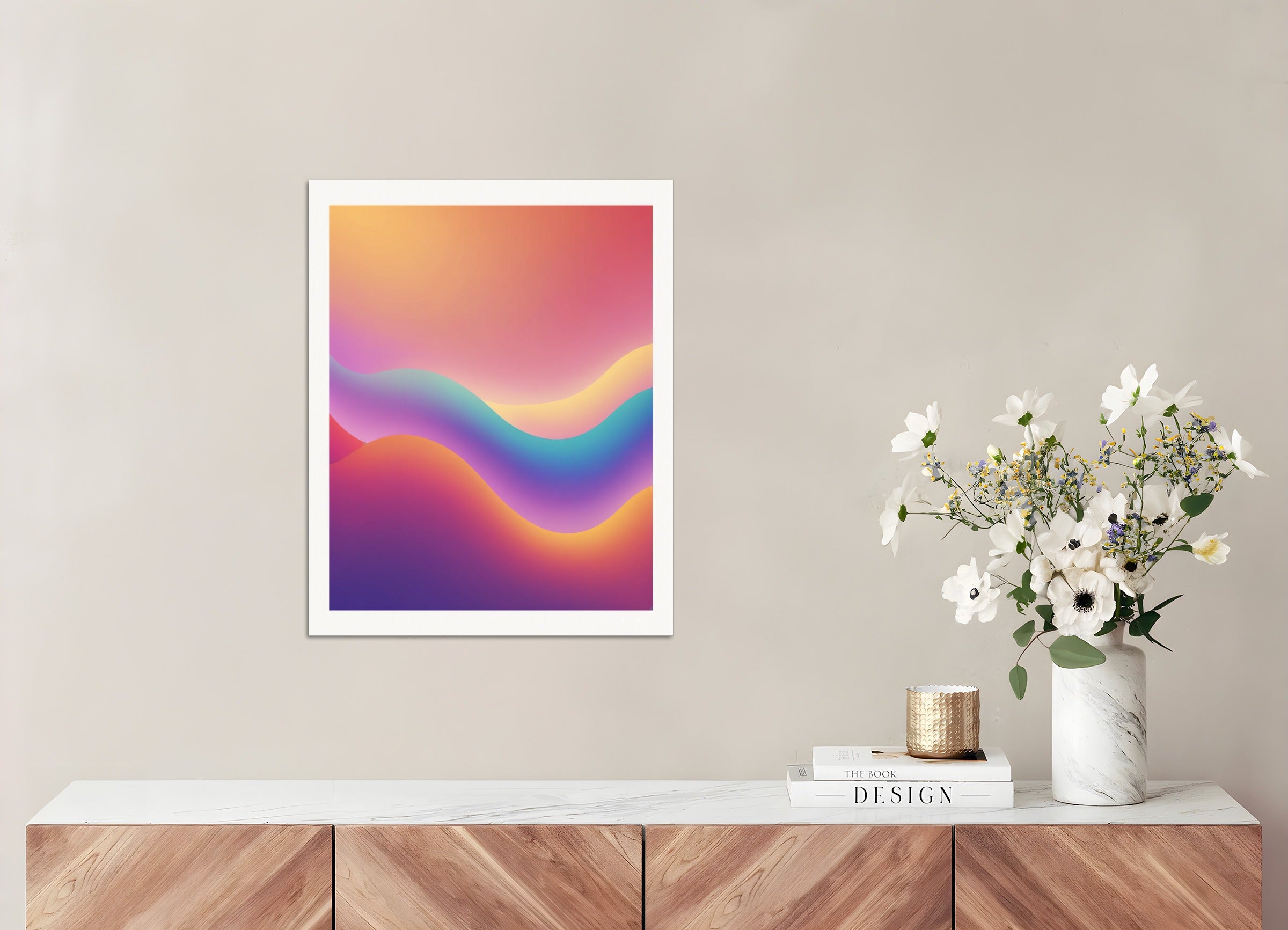 Poster: Abstract gradient with a soft, blurred effect, and colors blending seamlessly., Minimalistic and calming, with a warm, glowing ambiance.