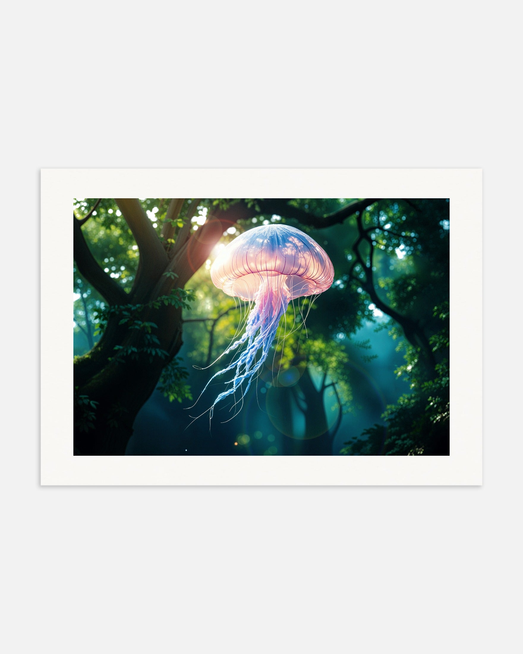 Poster: Magical realism, luminescent jellyfish, none