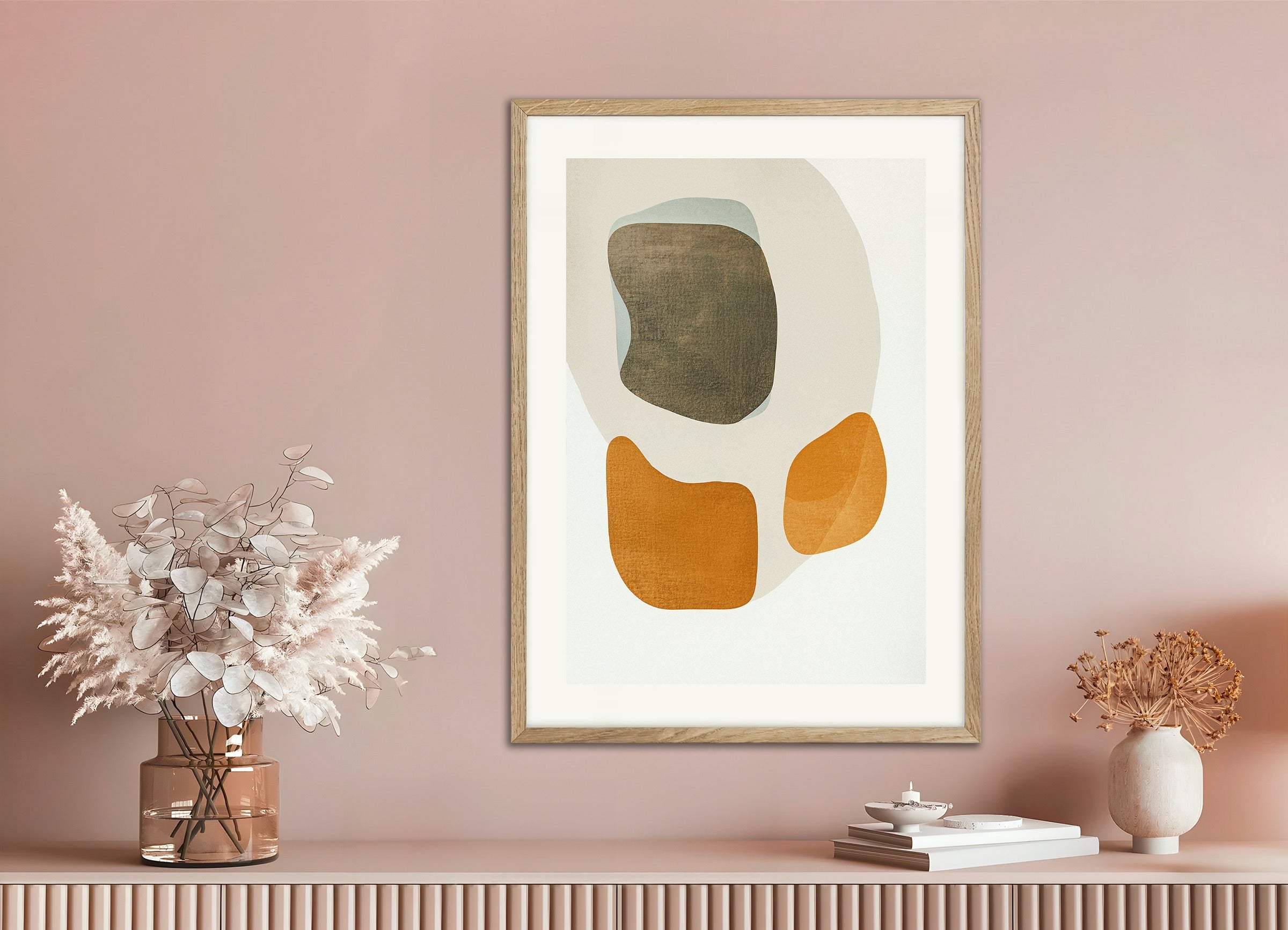 Poster with natural wood frame: Abstract spots