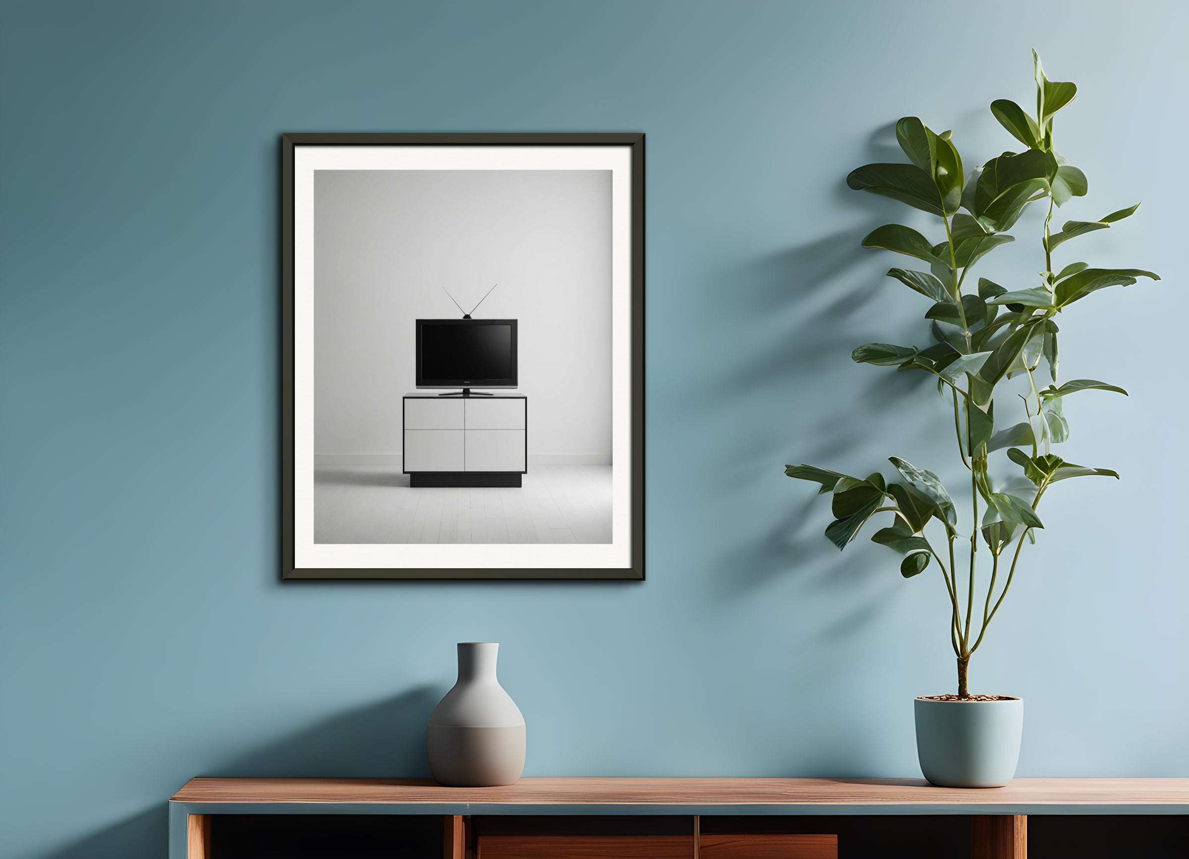 Poster with metal frame: Minimalist abstract art, Television