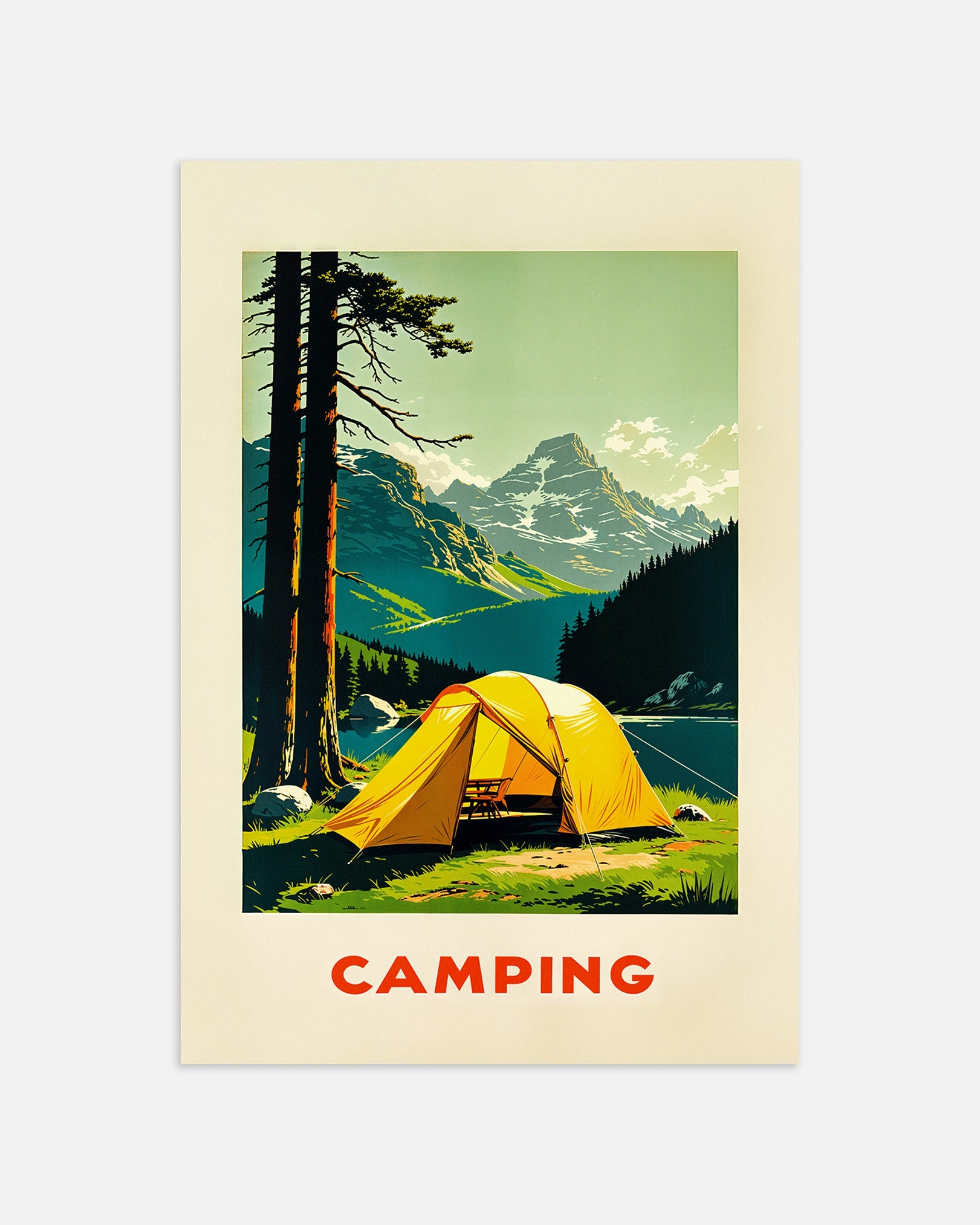 Poster: Vintage camping, mountain and nature poster, none