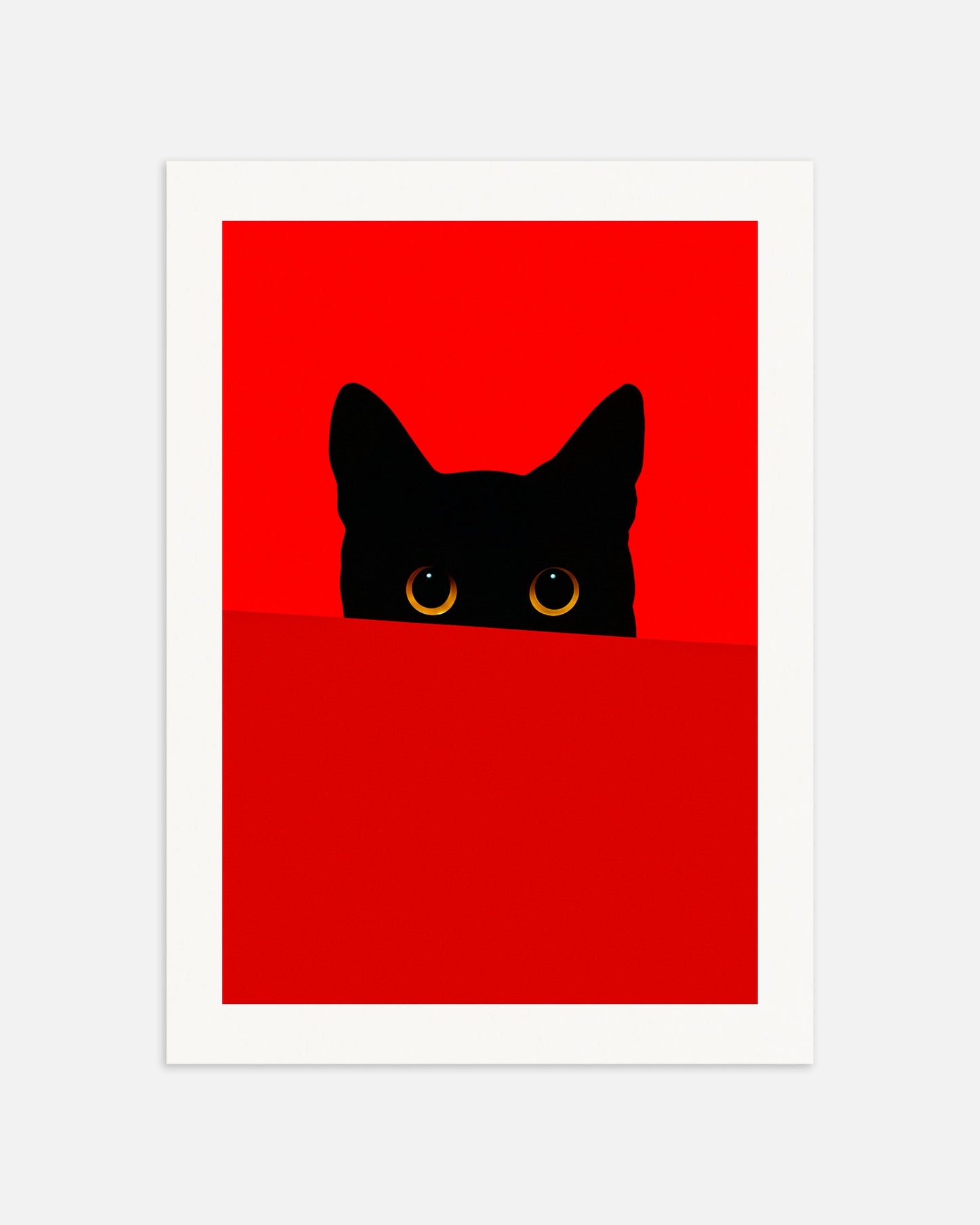 Poster: Cat behind a red wall, none