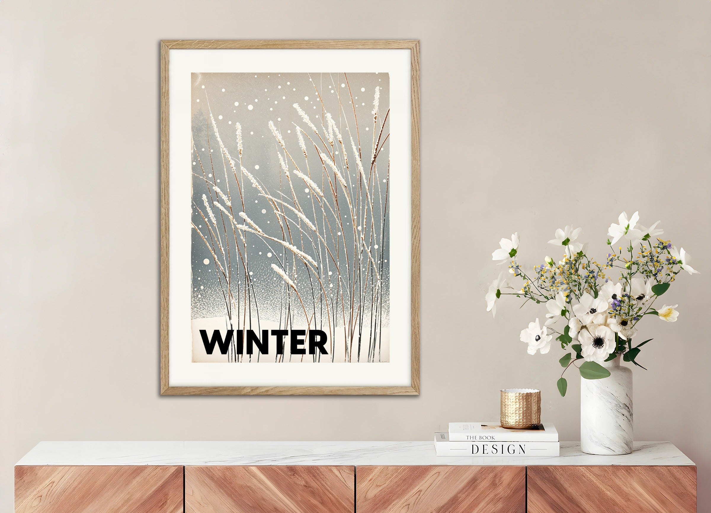 Poster with natural wood frame: Winter