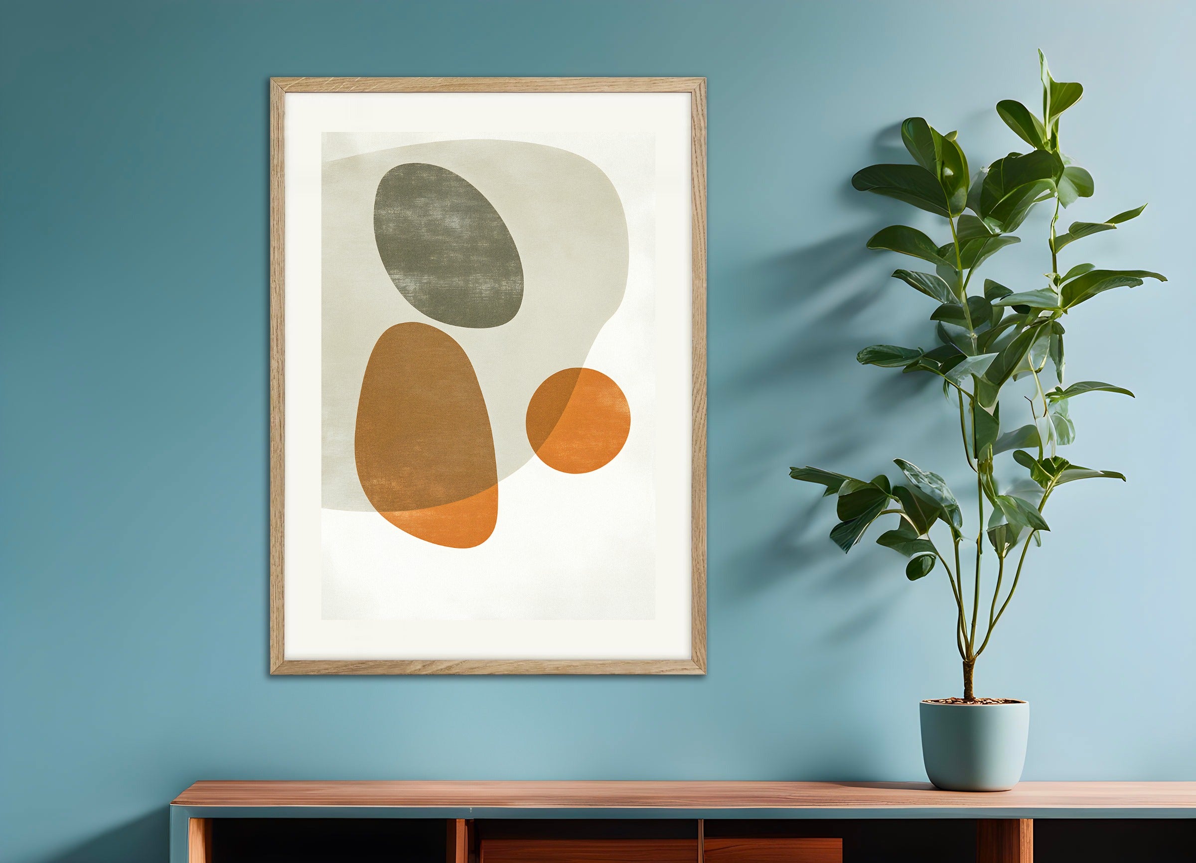 Poster with natural wood frame: Abstract stains 02