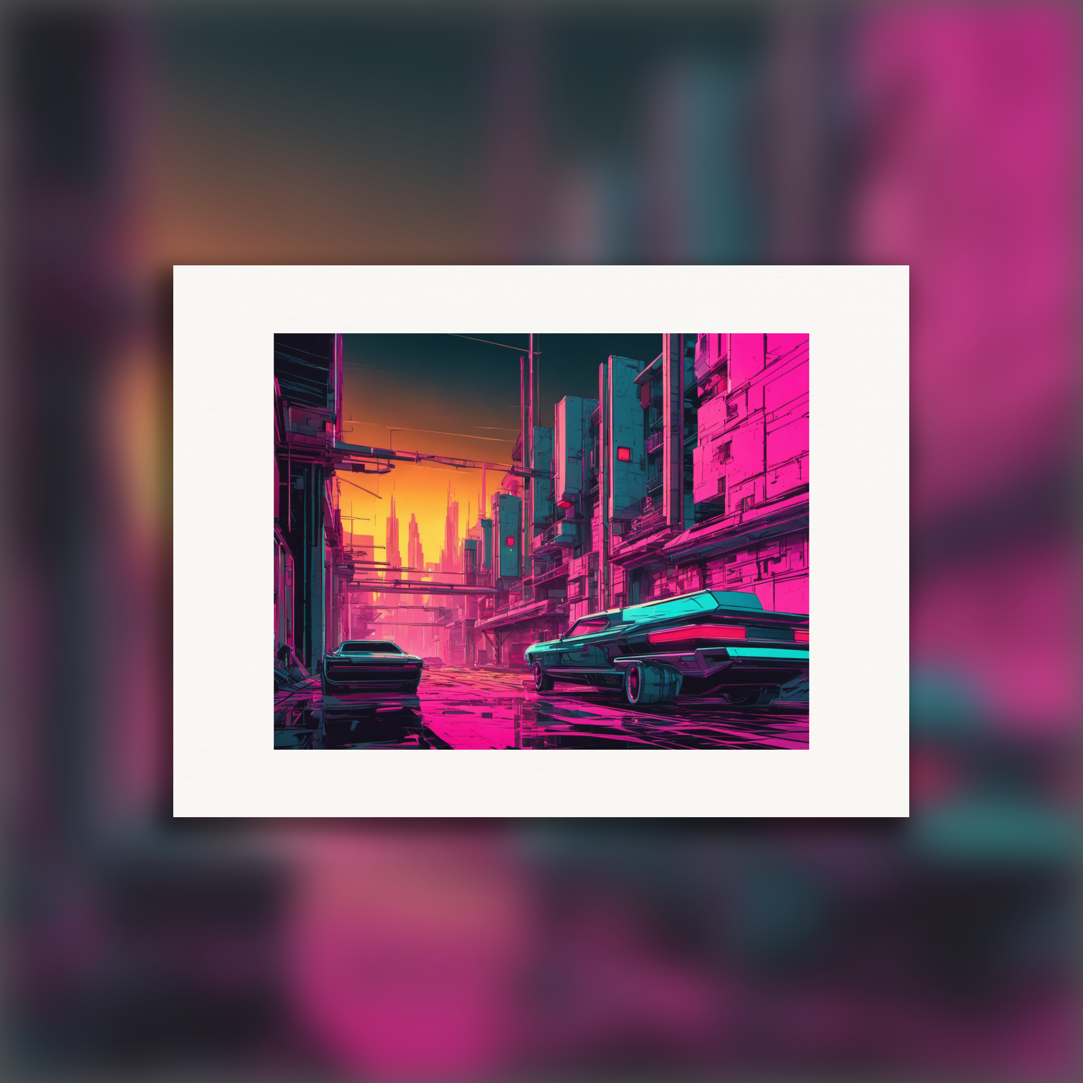 Neon punk, pink city - Poster