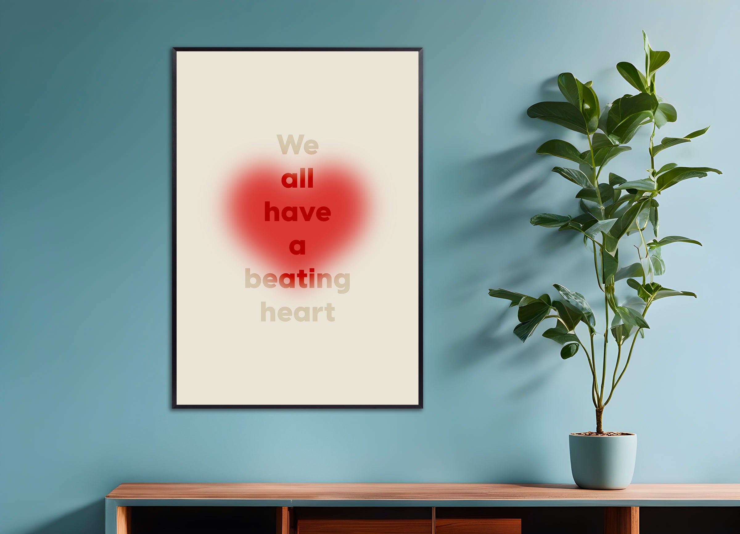 Poster with metal frame: We all have a Beating Heart - Love, Romantic