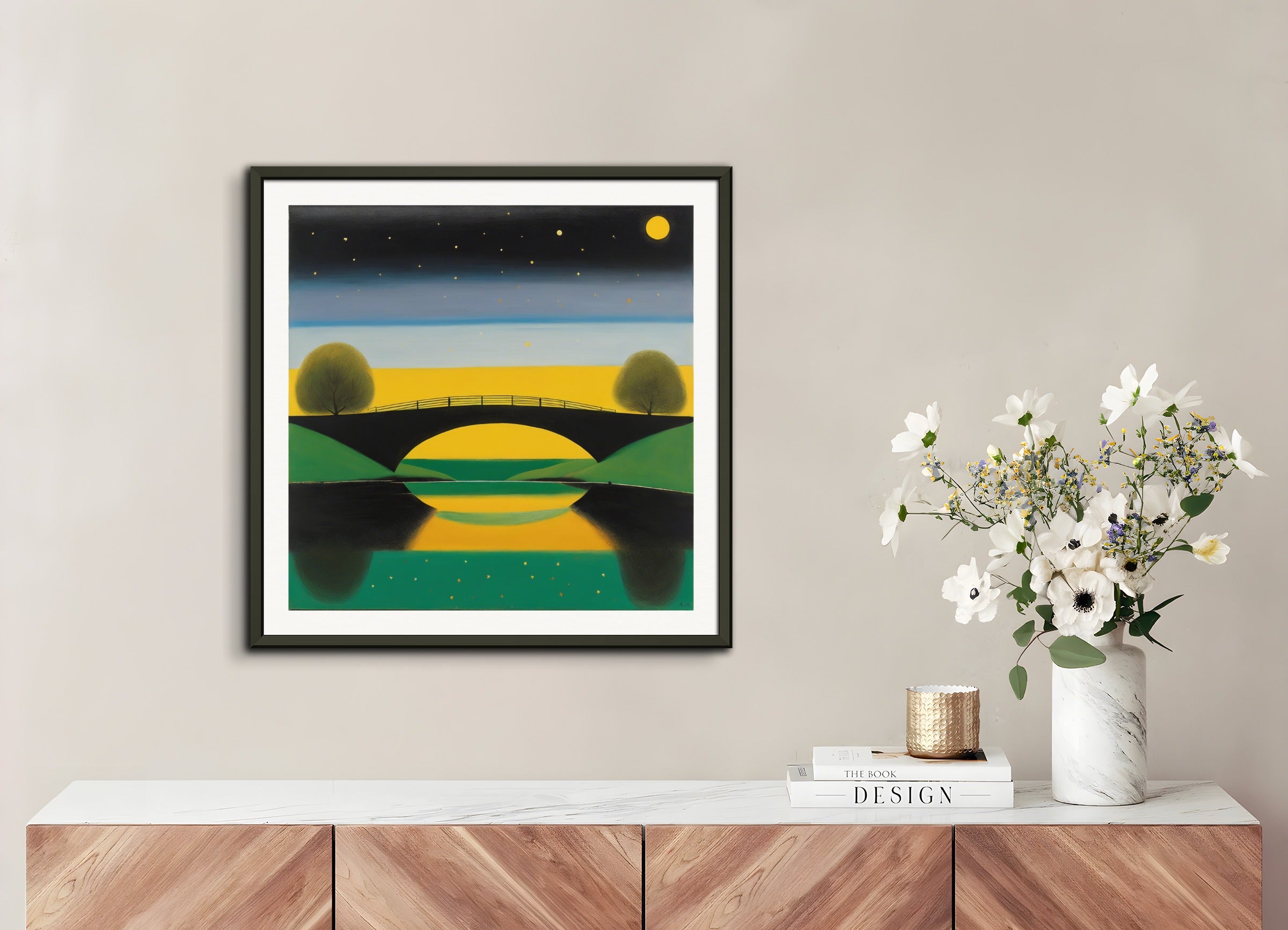 Poster with metal frame: Scottish painting of abstract expressionism, Bridge