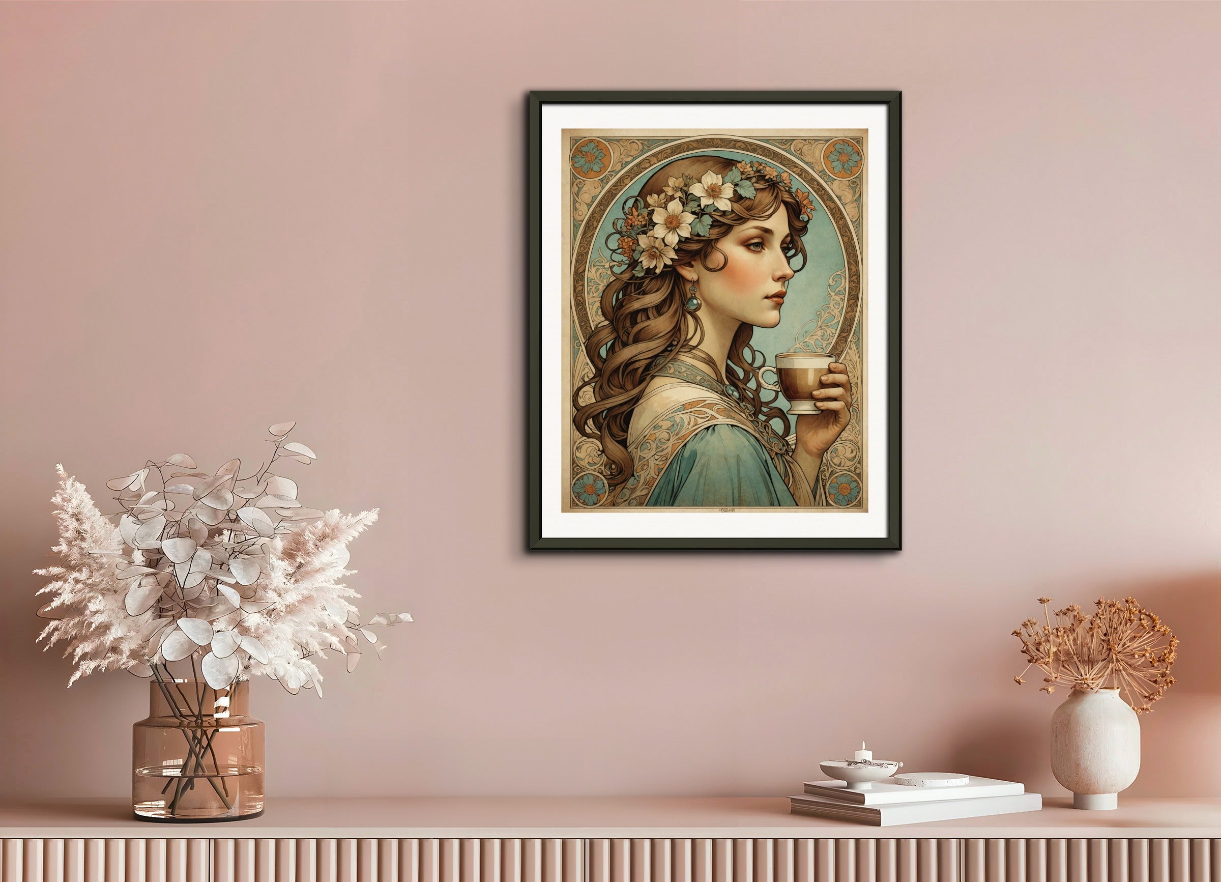 Poster with metal frame: Mucha, Coffee