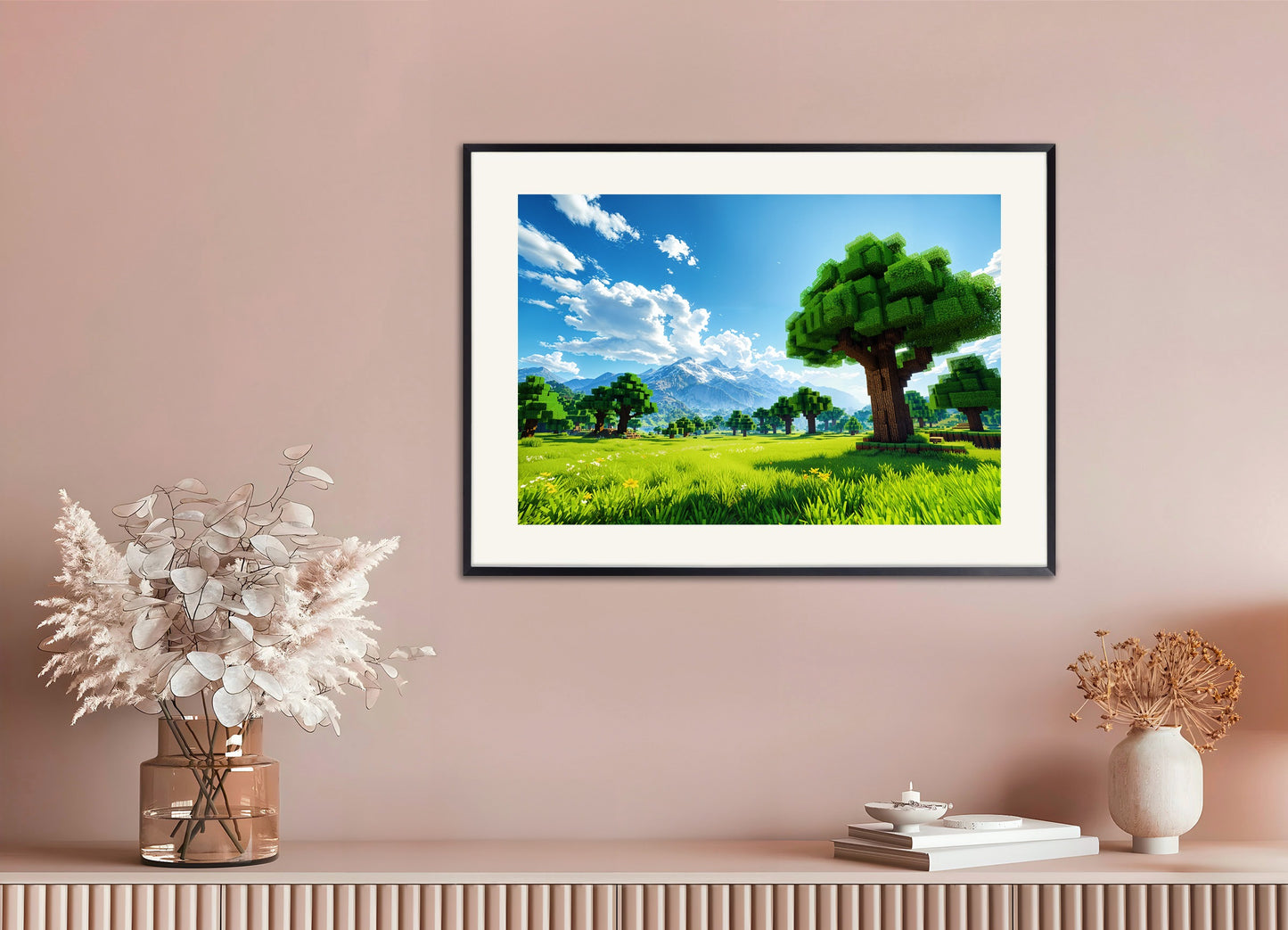 Poster with metal frame: Minecraft, beautiful landscape