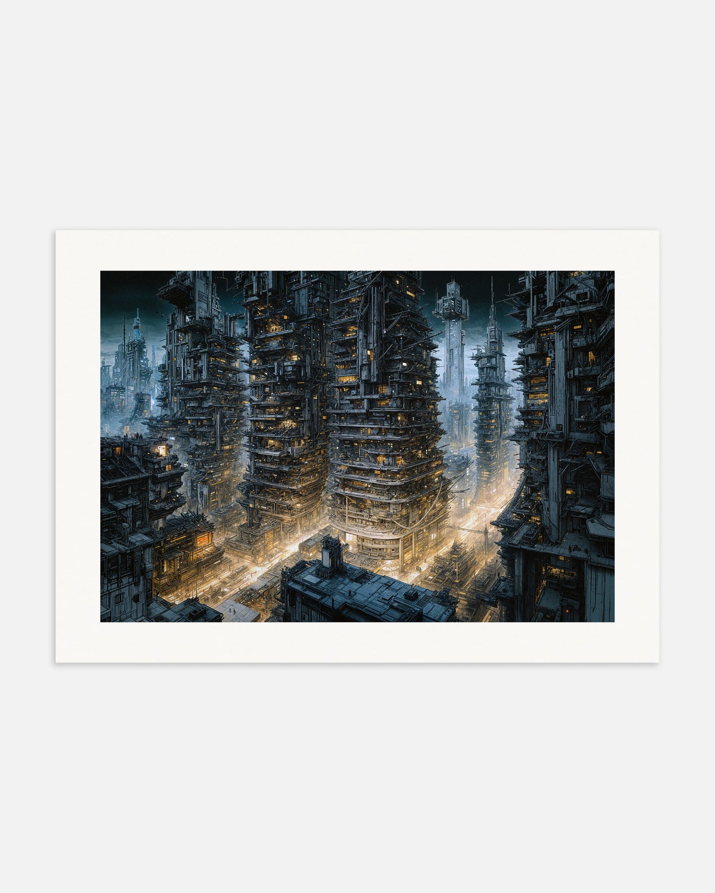 Poster: Cybernetic city at night, science-fiction, none