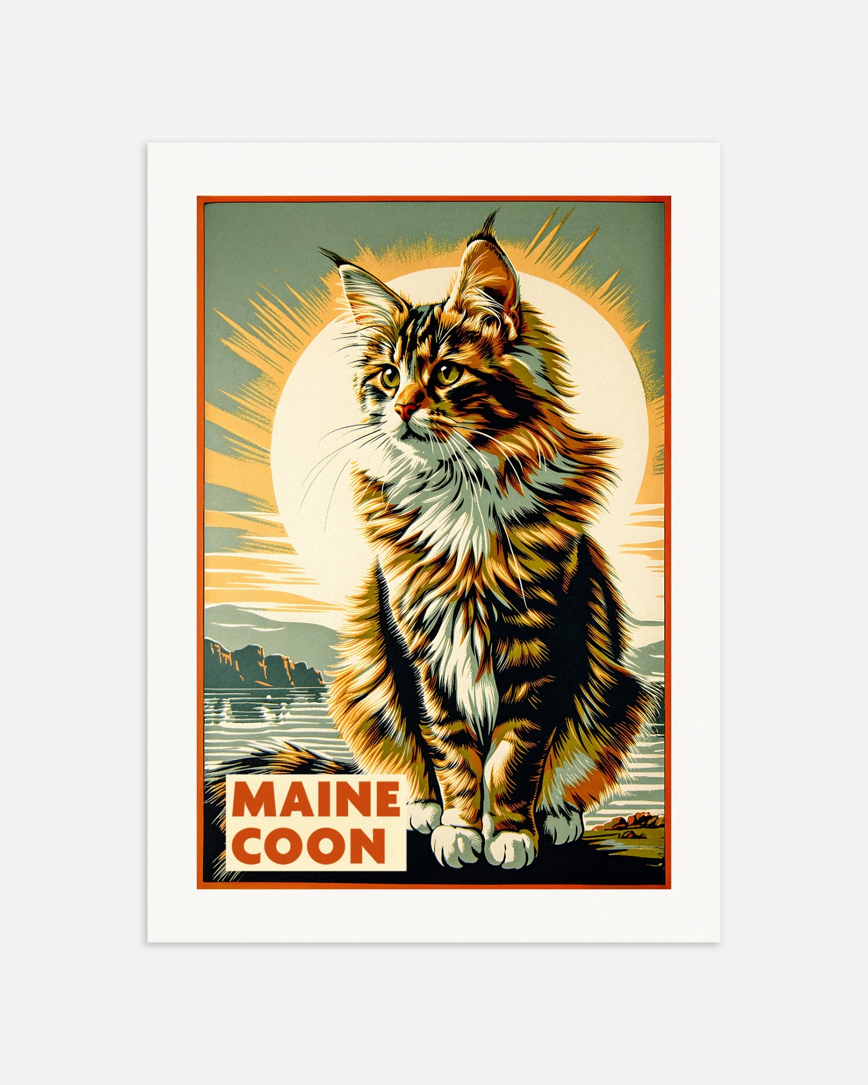 Poster: Maine Coon cat - Vintage, none