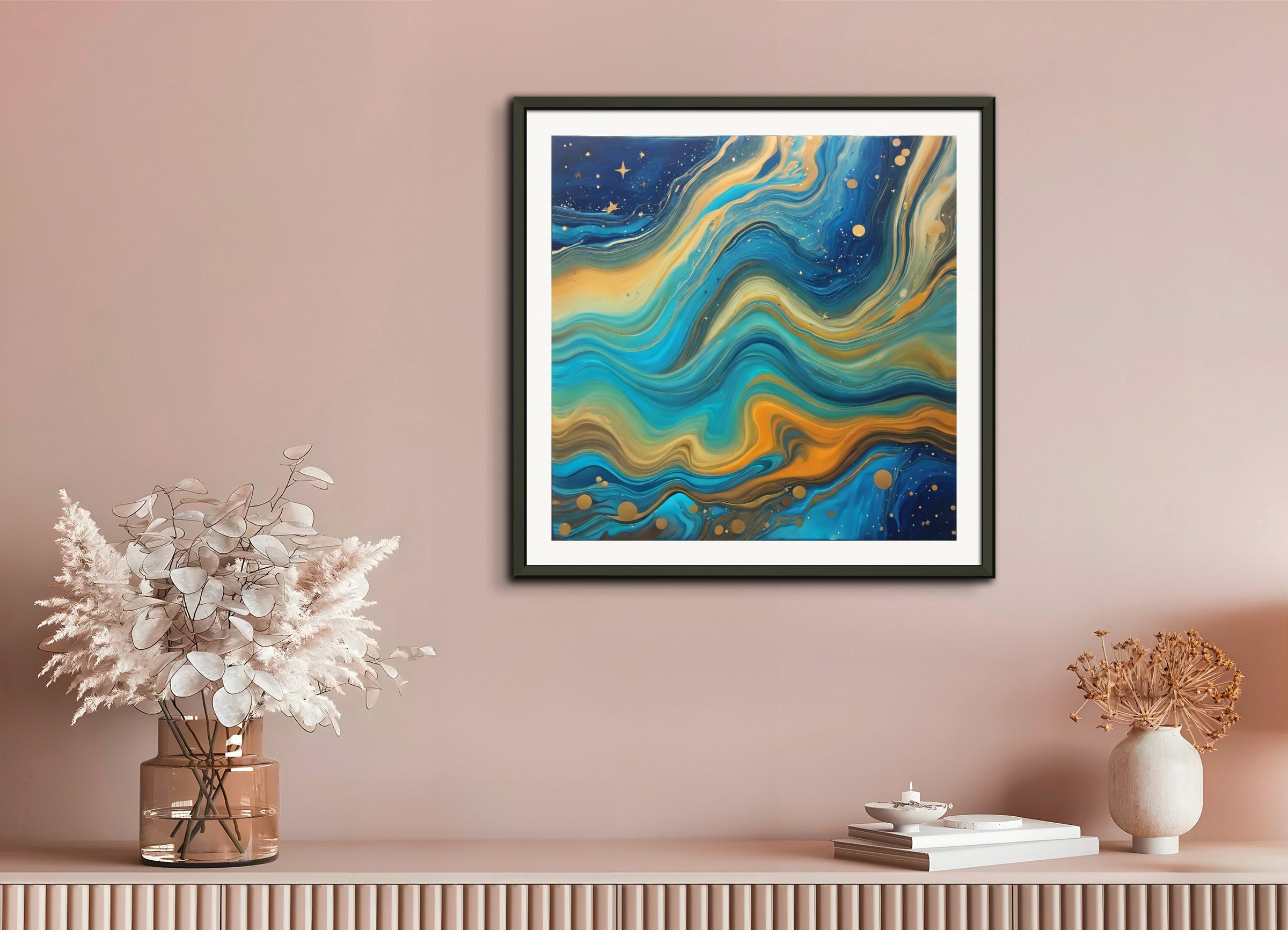 Poster with metal frame: Fluid Art, Stars