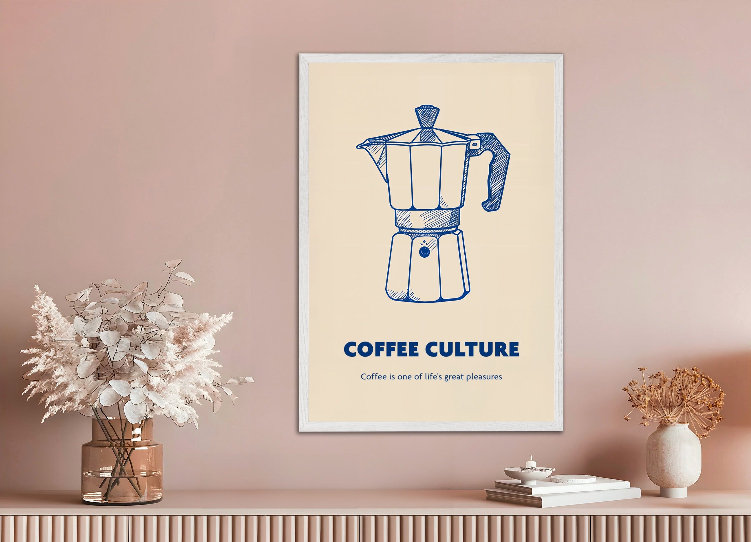 Poster with white wood frame: Cafe Culture