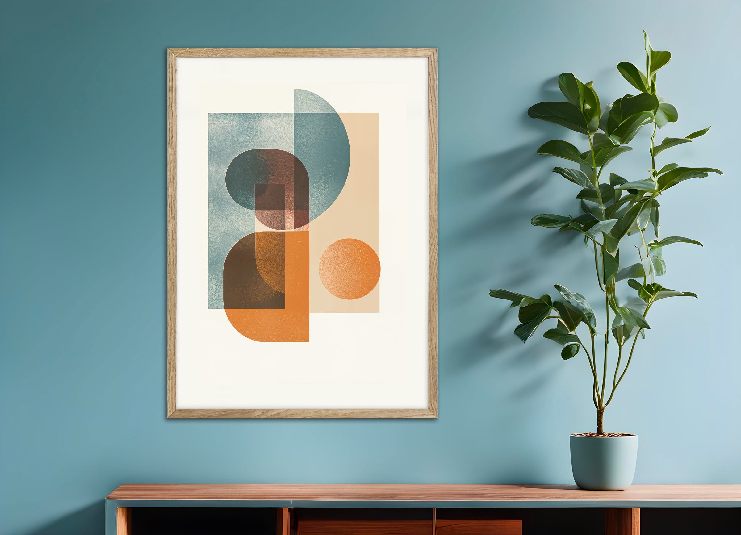 Poster with natural wood frame: Abstract patterns