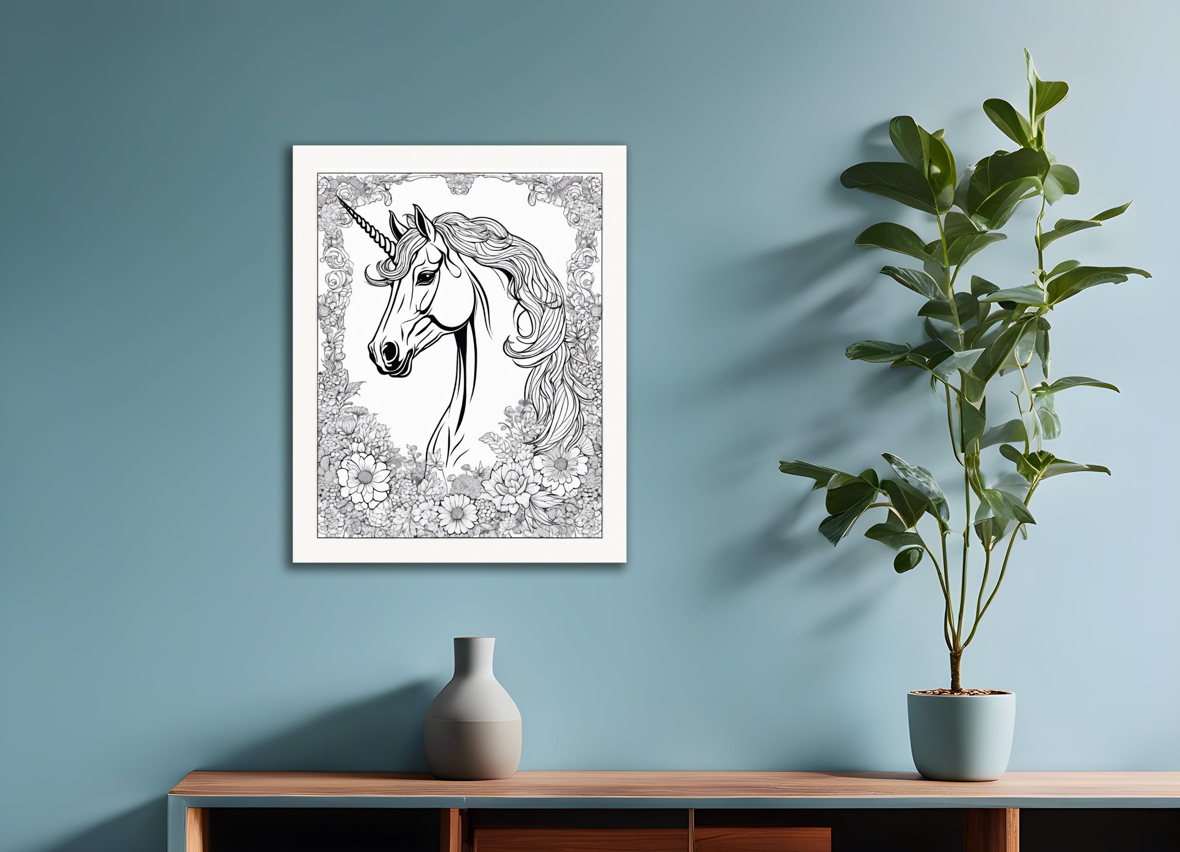 Poster: Coloring page, Unicorn