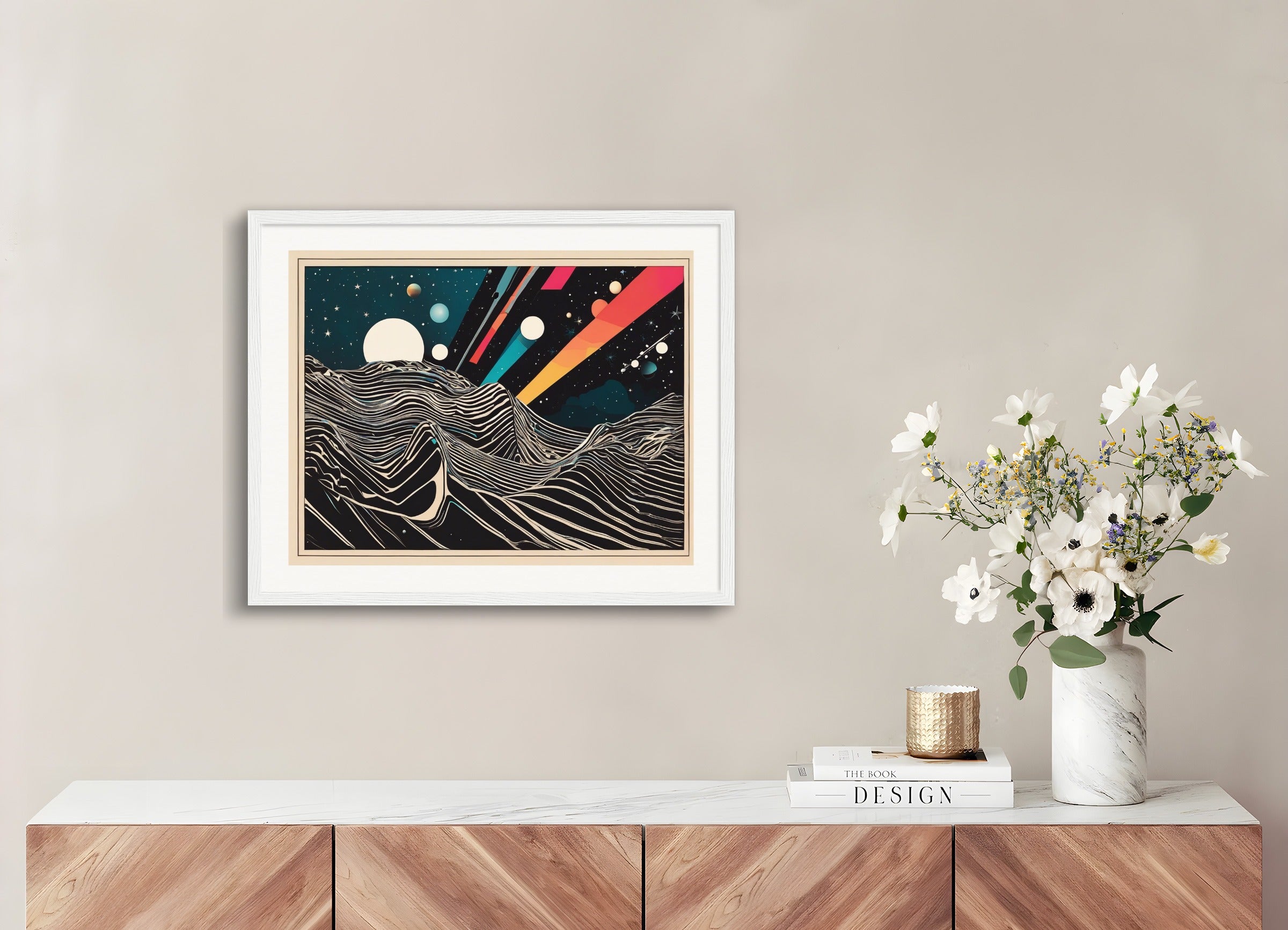 Poster with wood frame: Neo-pop art, Astronomy