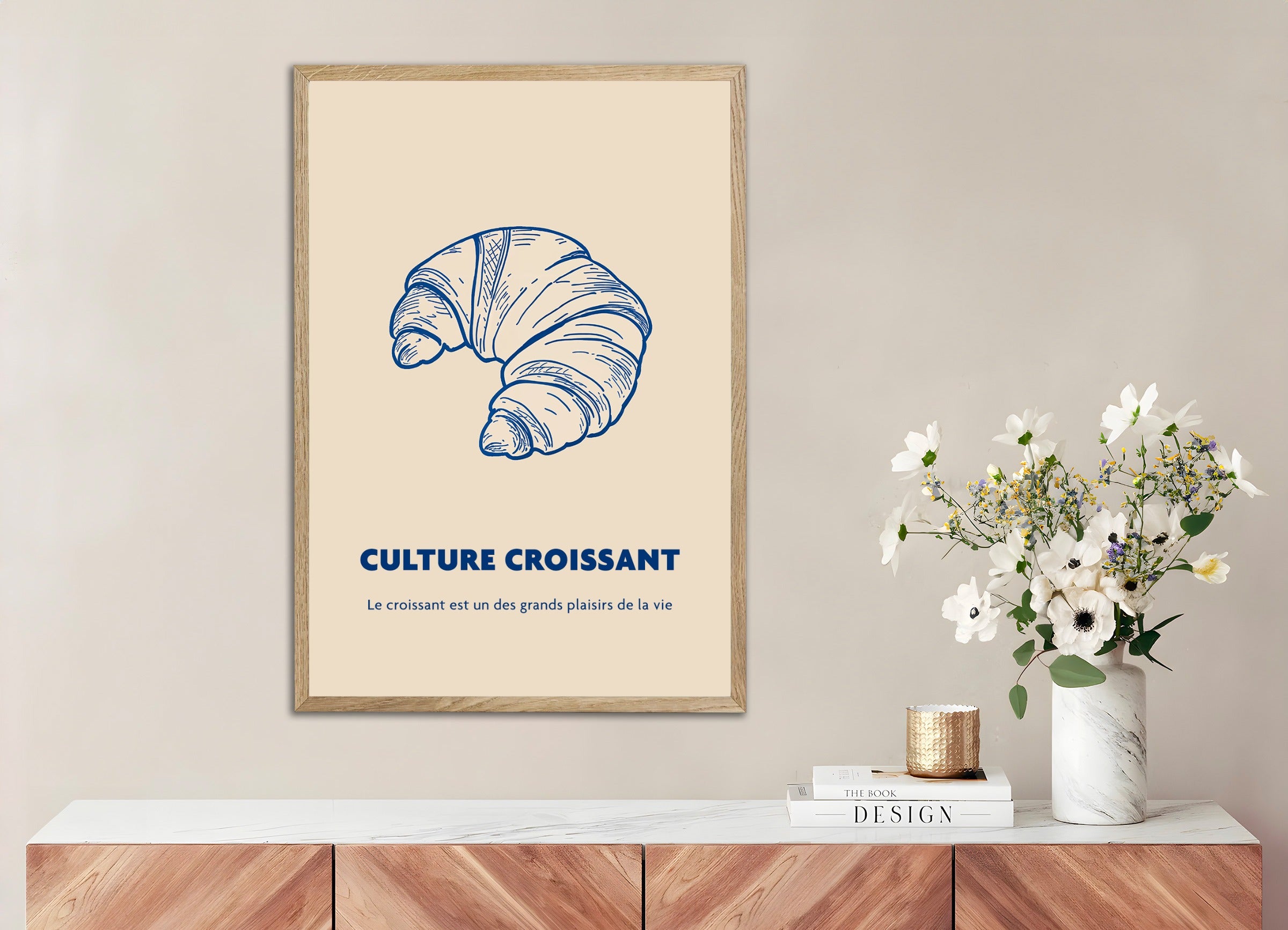 Poster with wood frame: Croissant Culture - Bakery