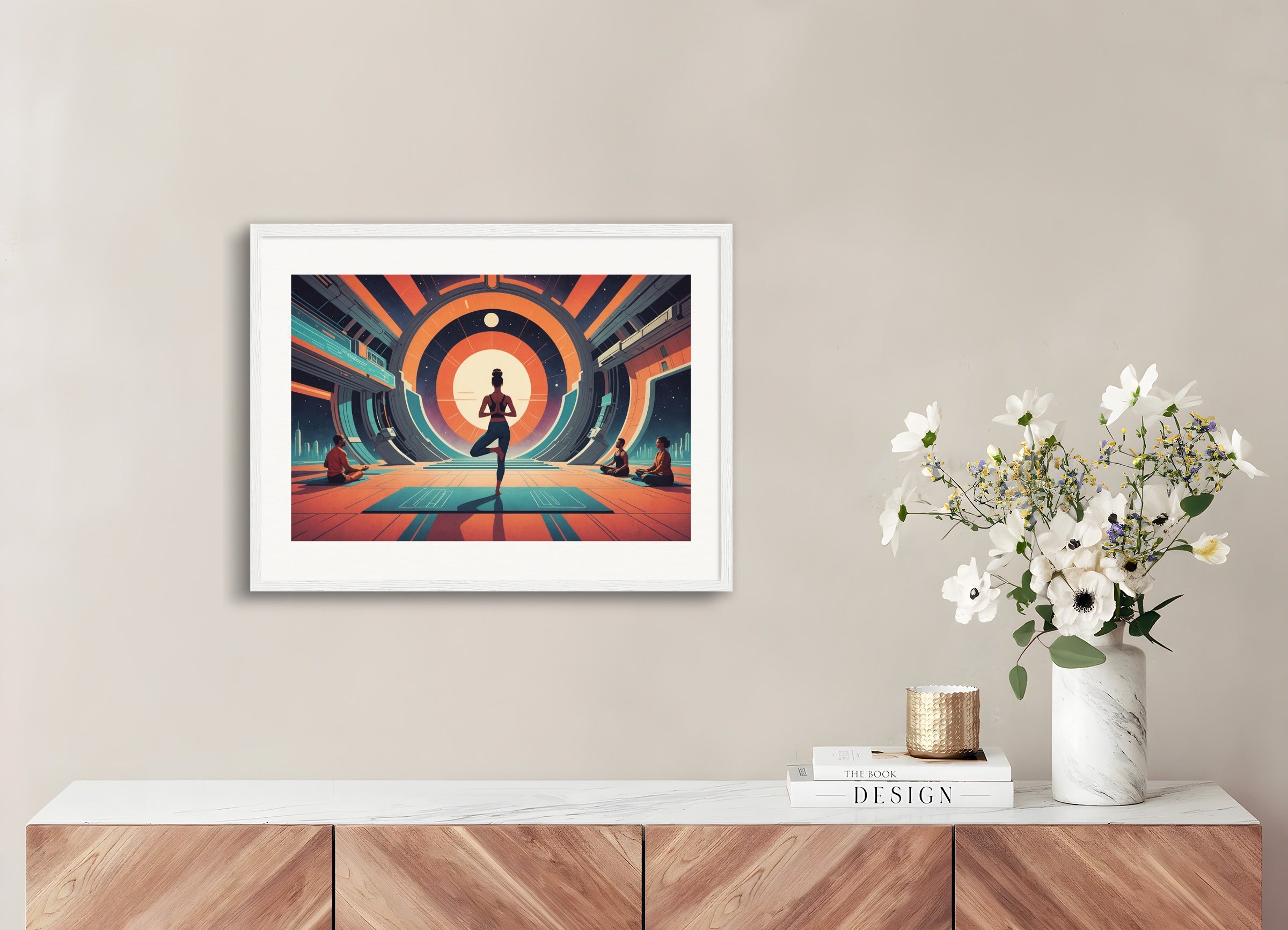 Poster with wood frame: Retro future, Yoga