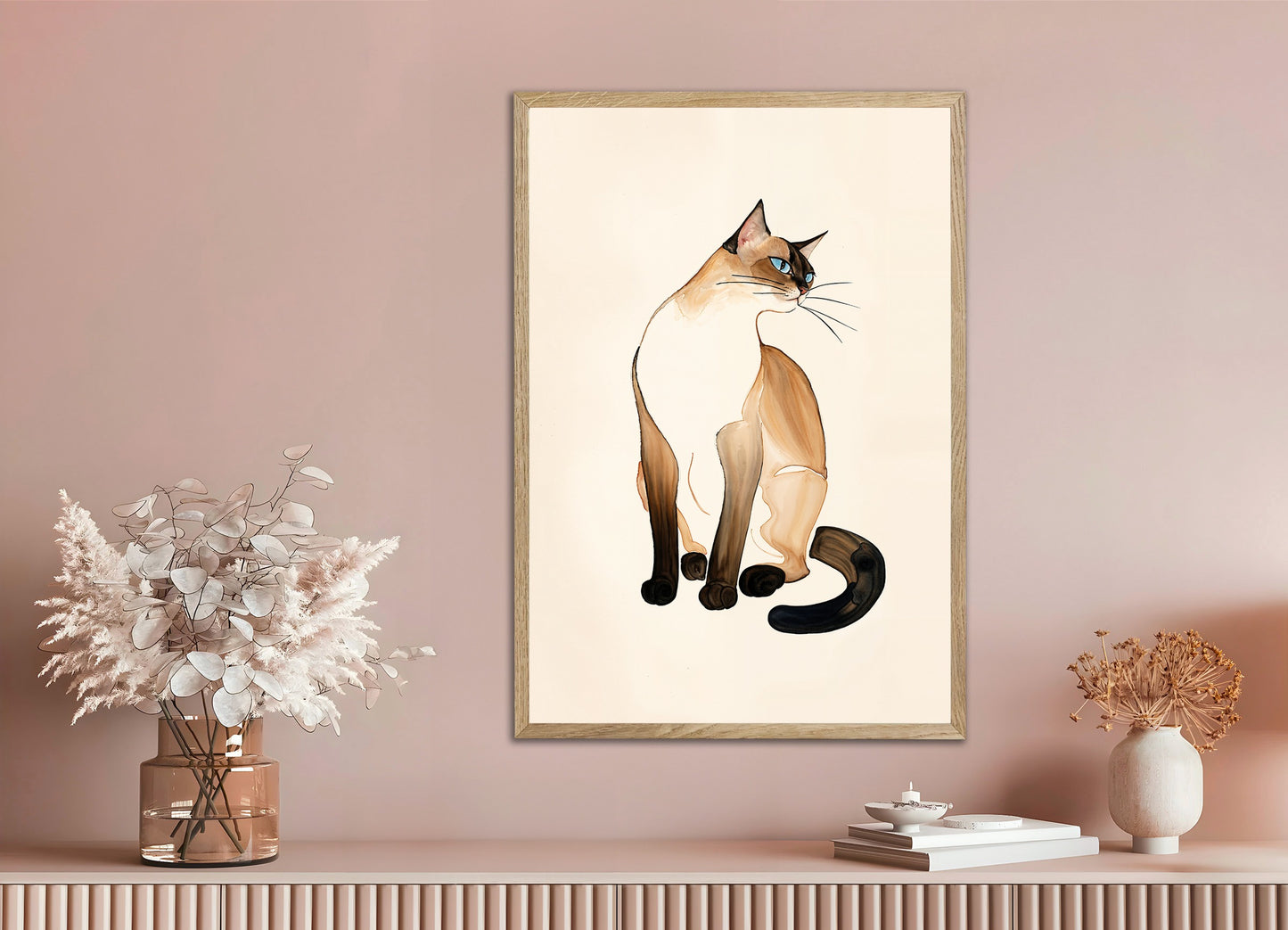 Poster with natural wood frame: Siamese cat