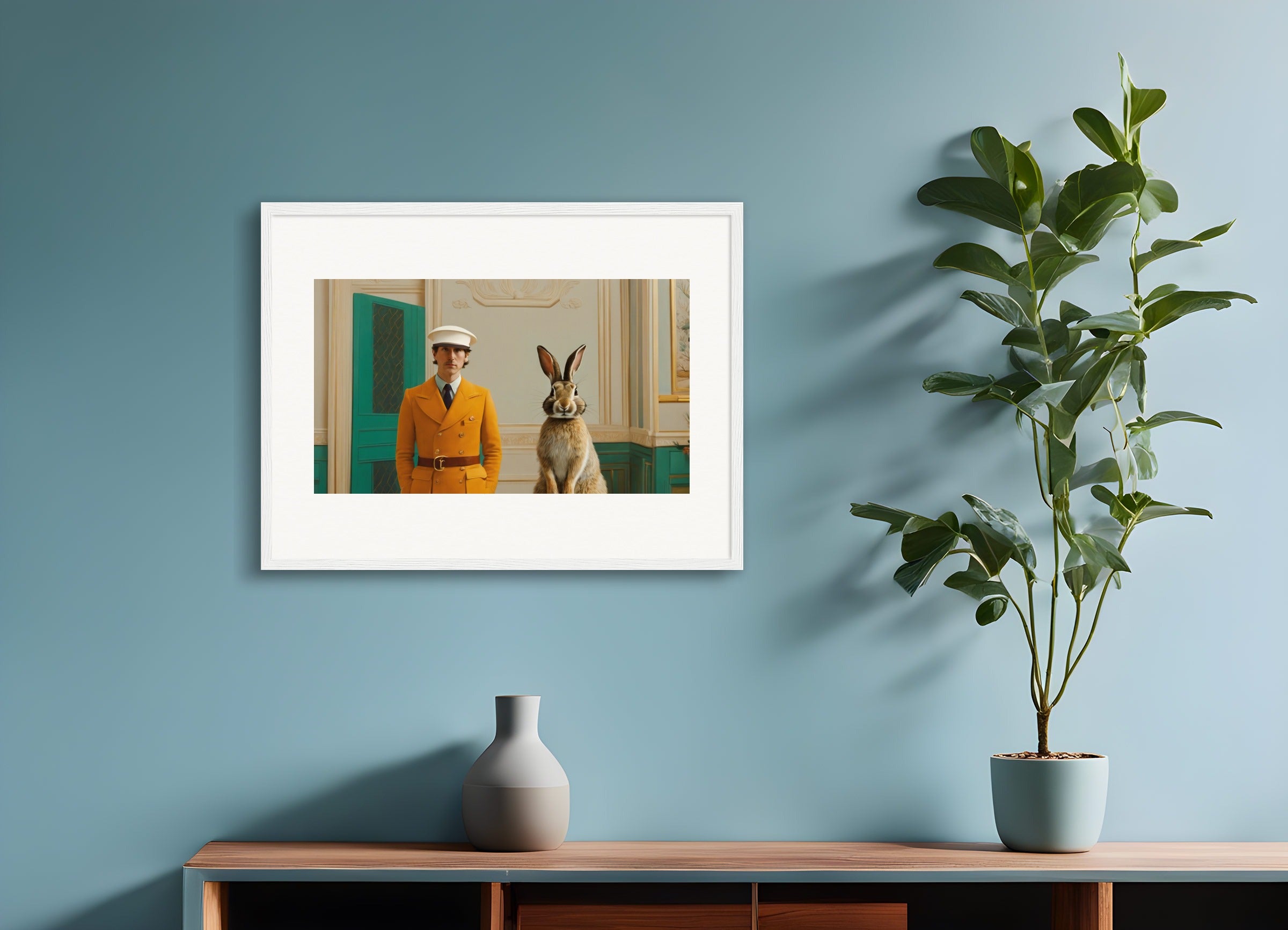 Poster with wood frame: Wes Anderson atmosphere, Rabbit