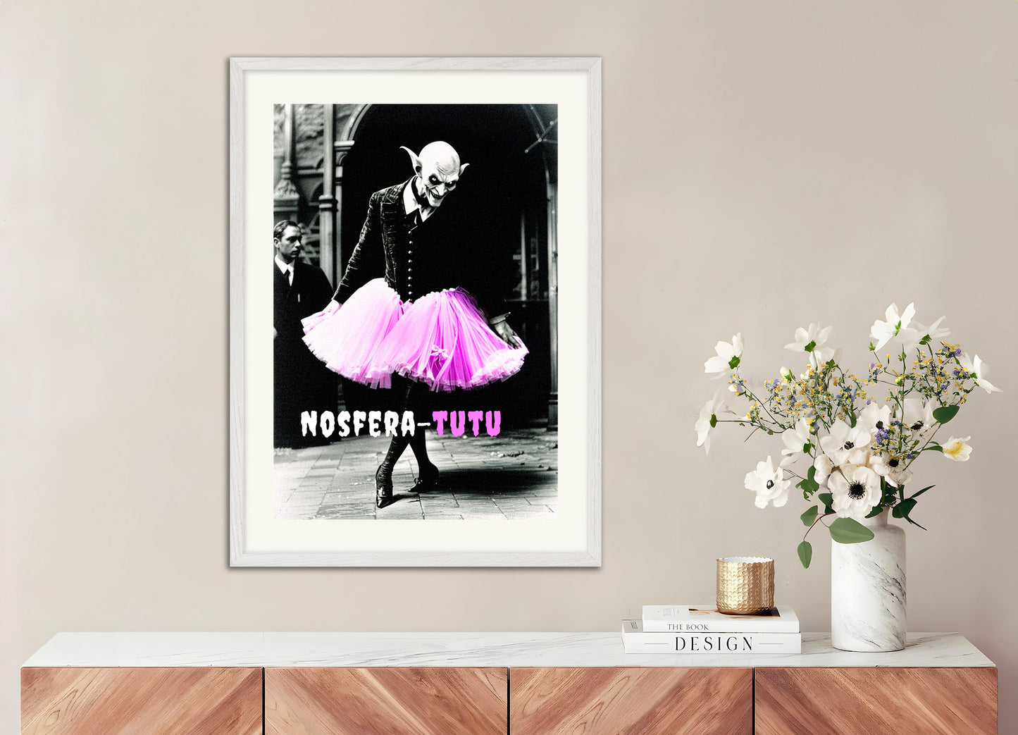 Poster with white wood frame: Nosfera-tutu, humor poster