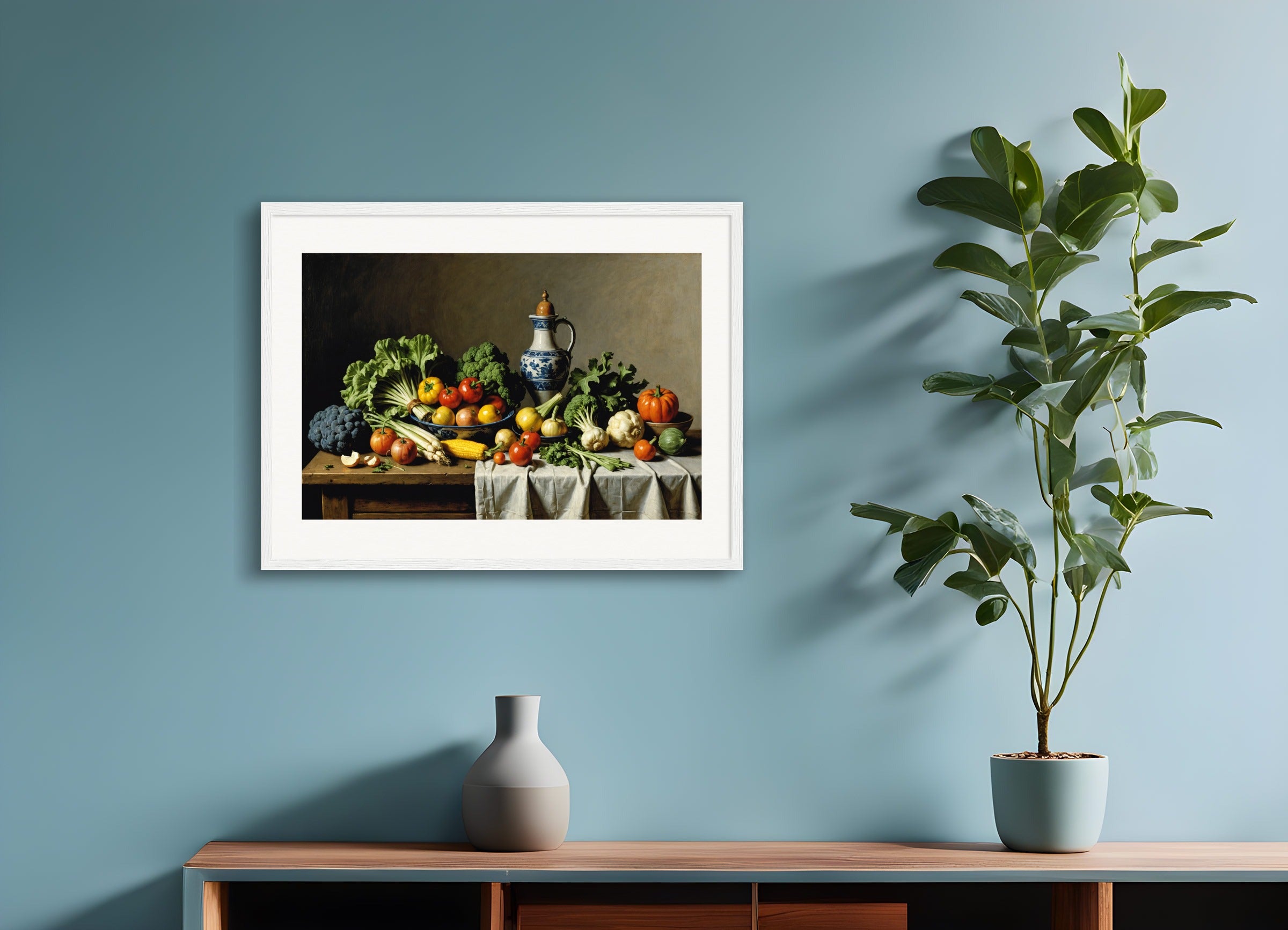 Poster with wood frame: Vermeer, Vegetables