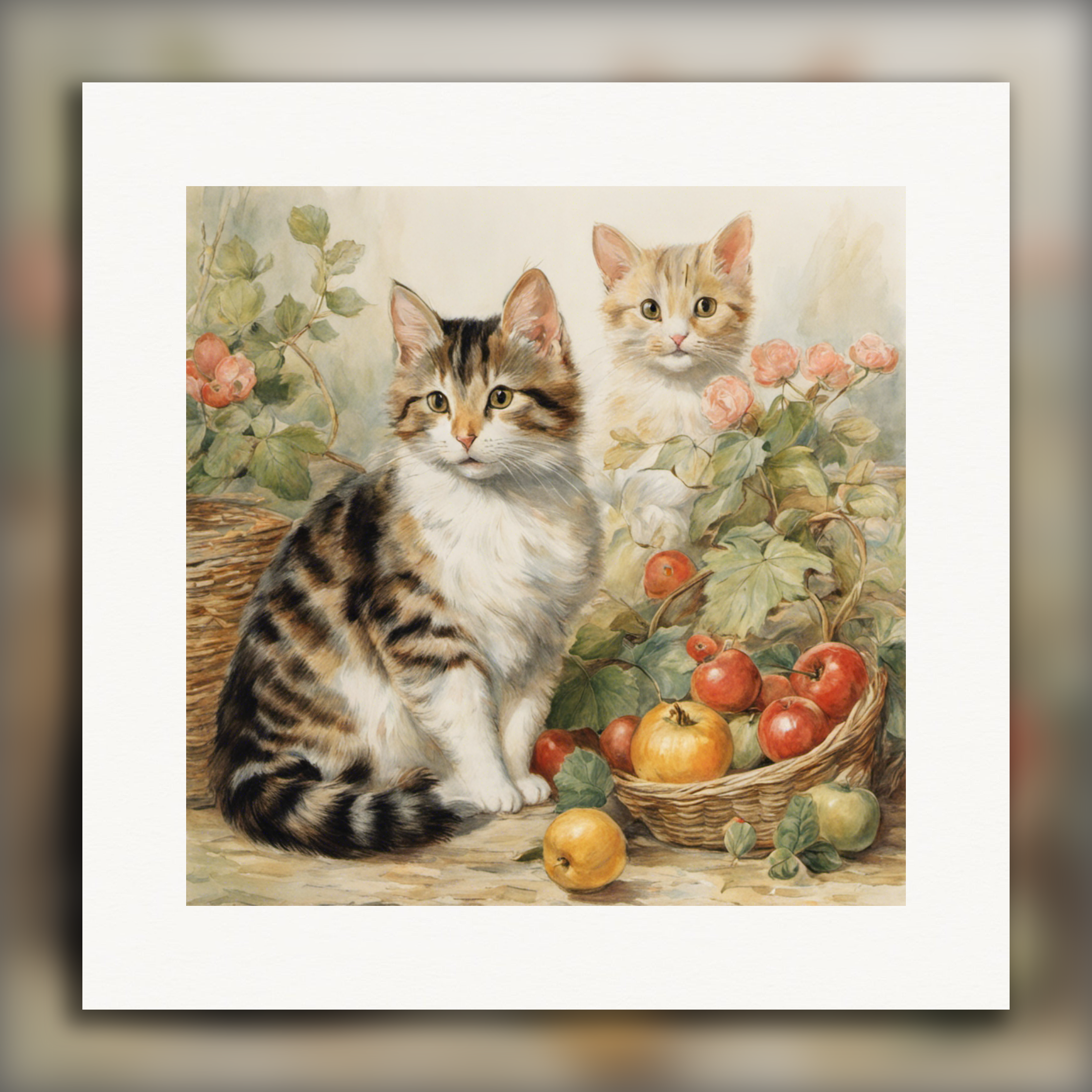 Charming tales, delicate British watercolors, Cats - Poster