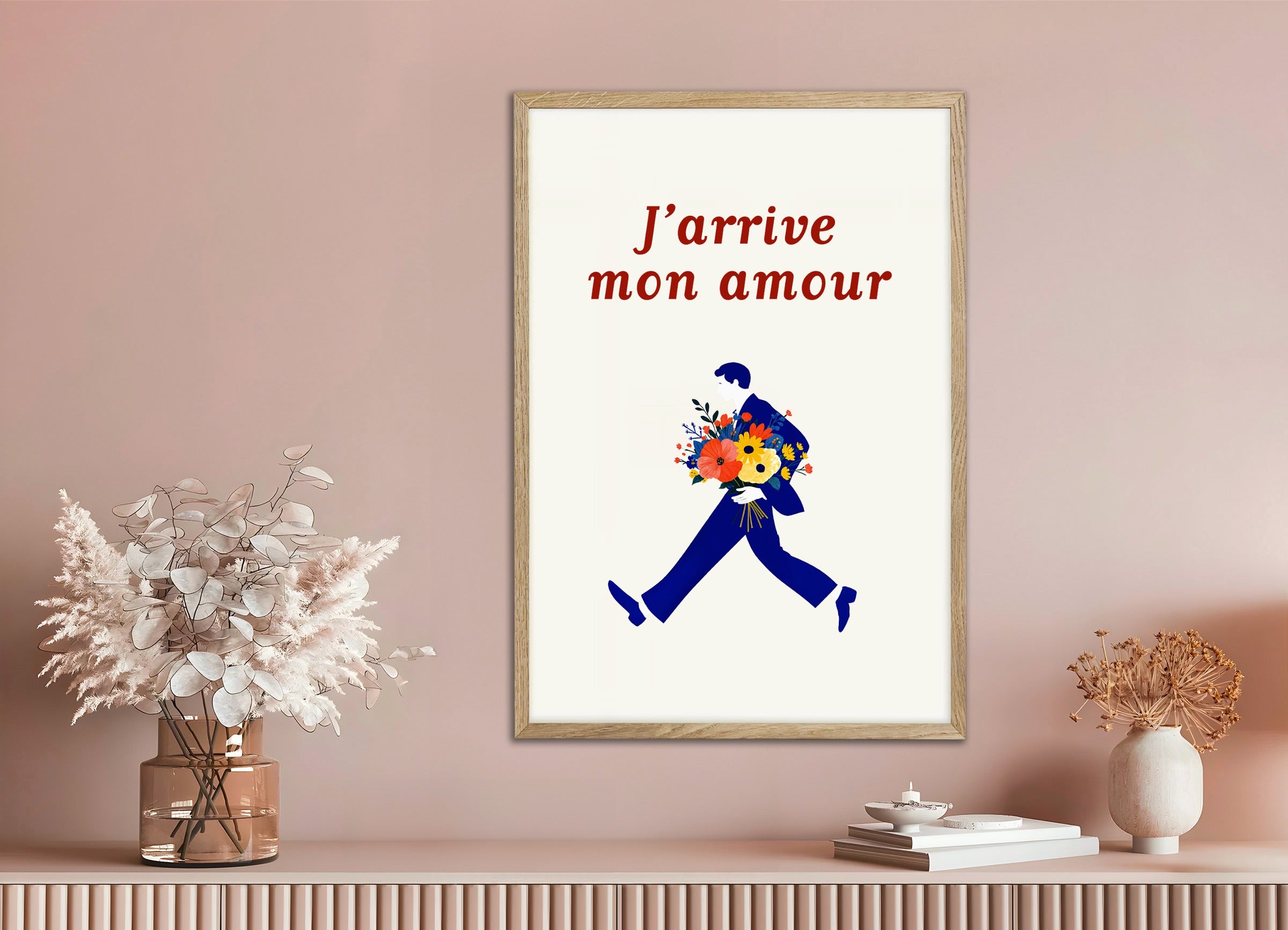 Poster with wood frame: Here I Am, Mon Amour - Flowers