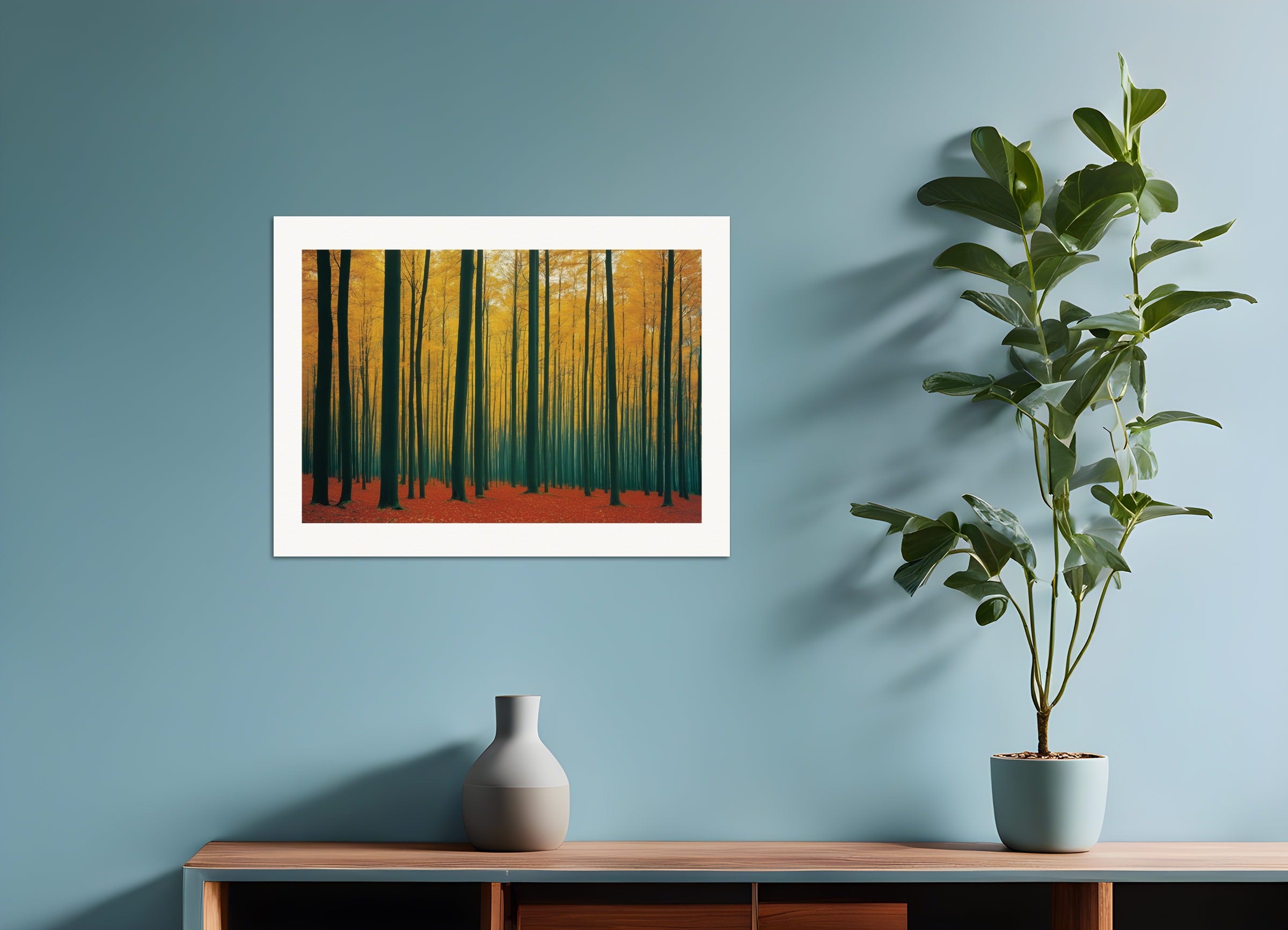 Poster: Colorful and abstract images, capturing geometric compositions in landscapes, Forest