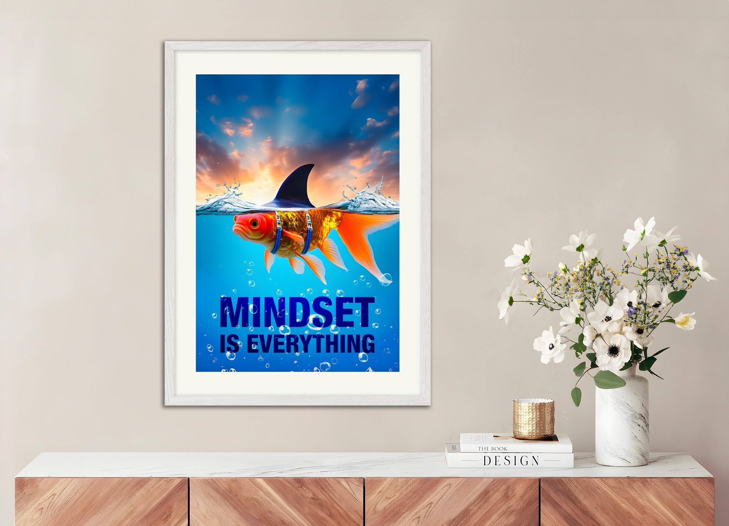 Poster with white wood frame: Mindset is everything