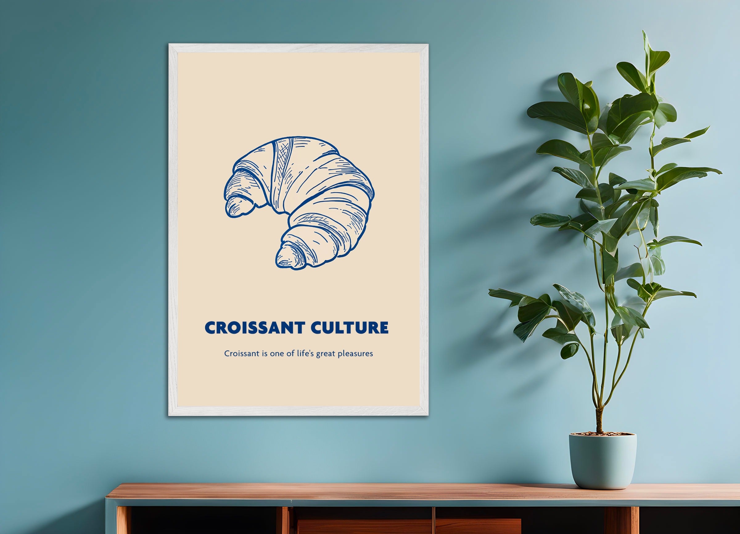 Poster with white wood frame: Croissant Culture - Bakery