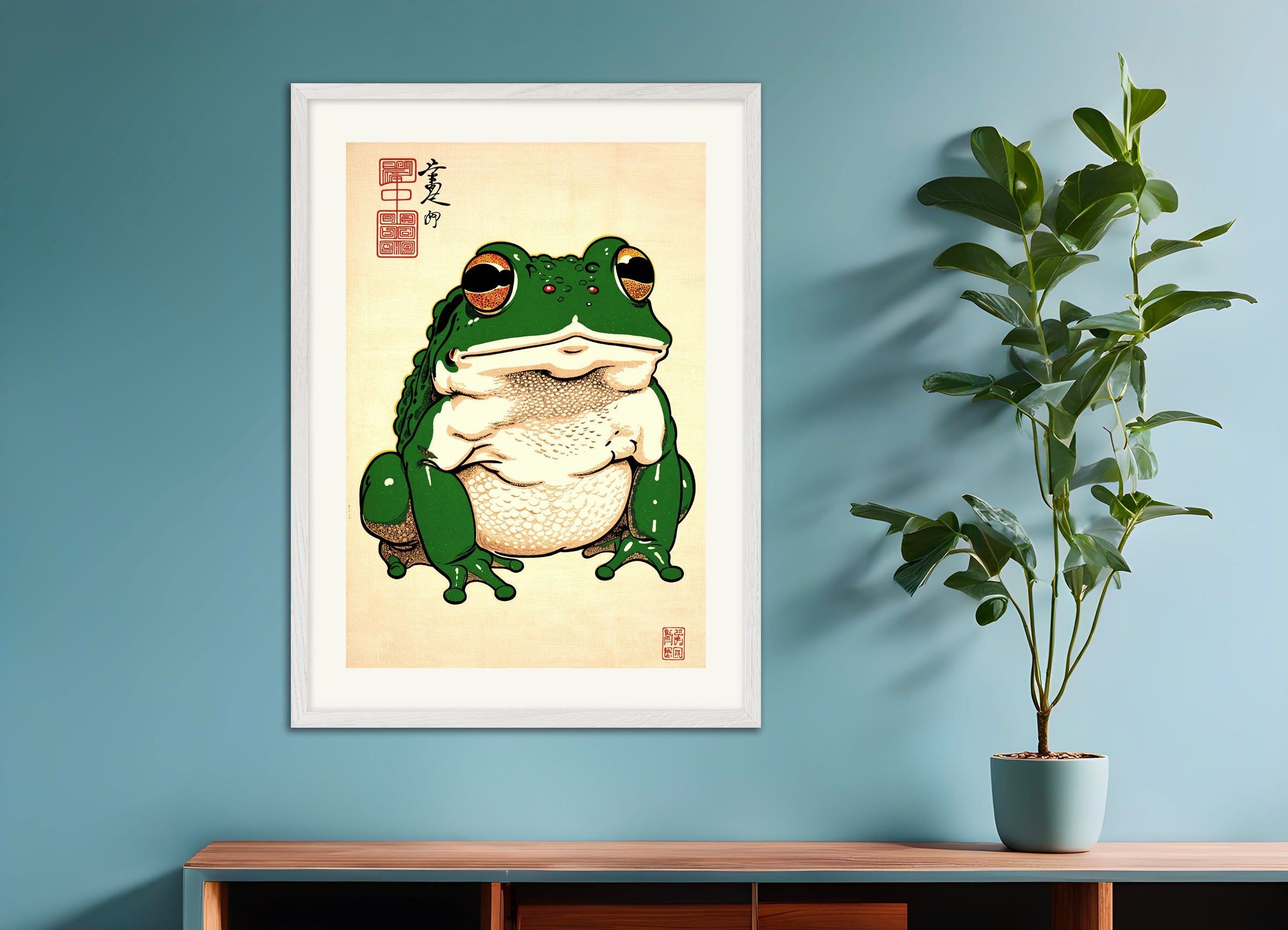 Poster with white wood frame: Japanese toad 03