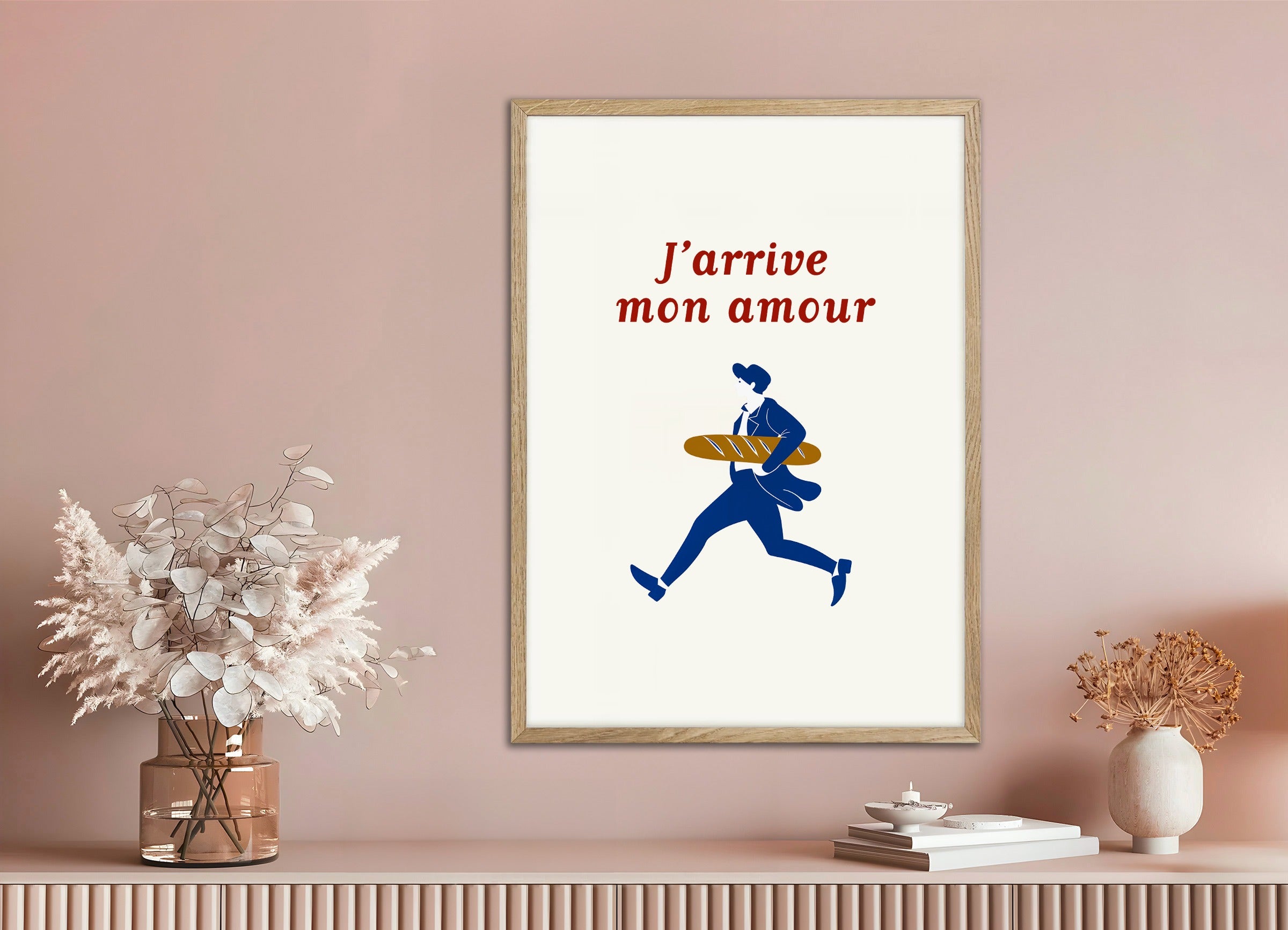 Poster with wood frame: Here I Am mon Amour - Baguette