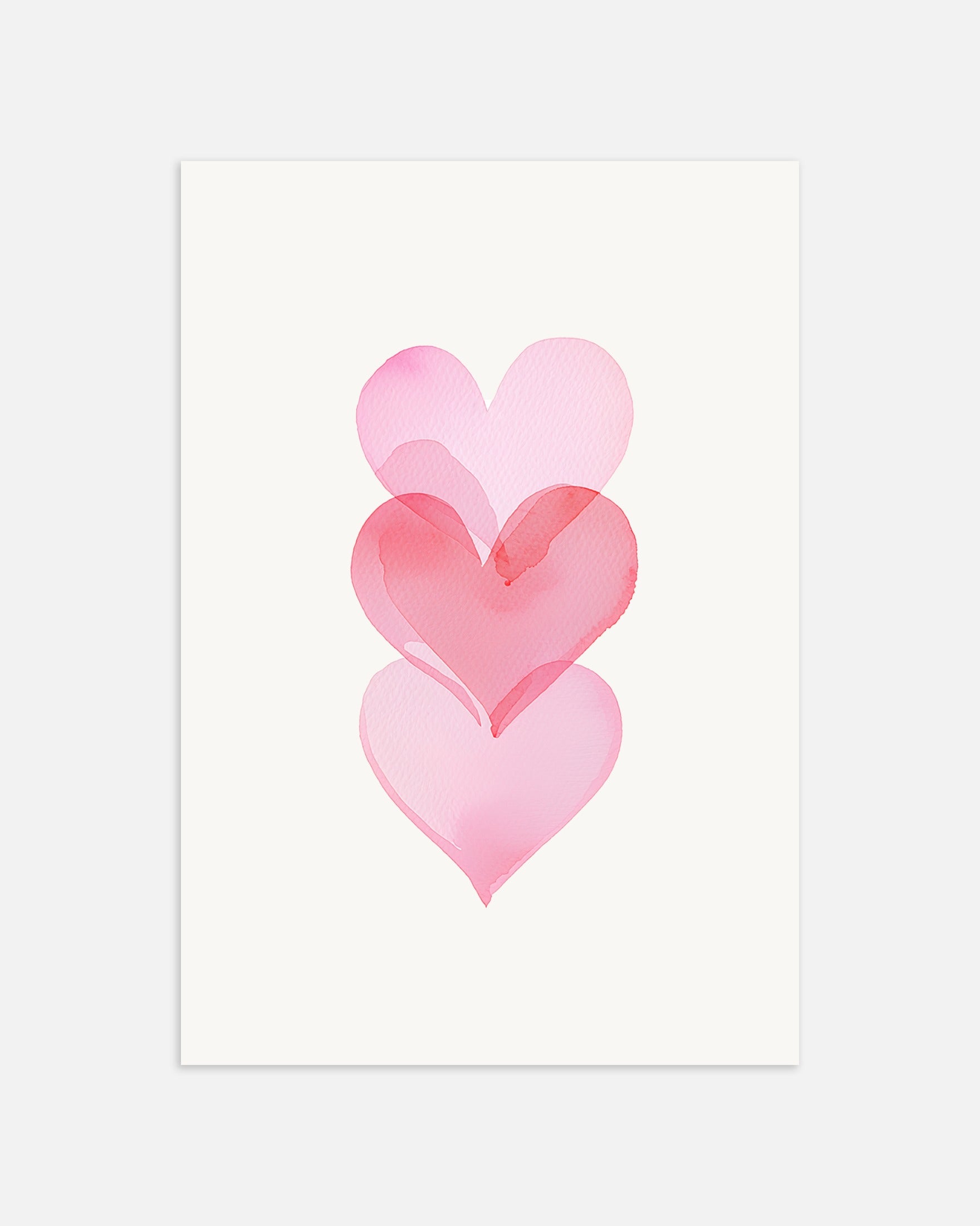 Poster: Watercolour romantic hearts, none