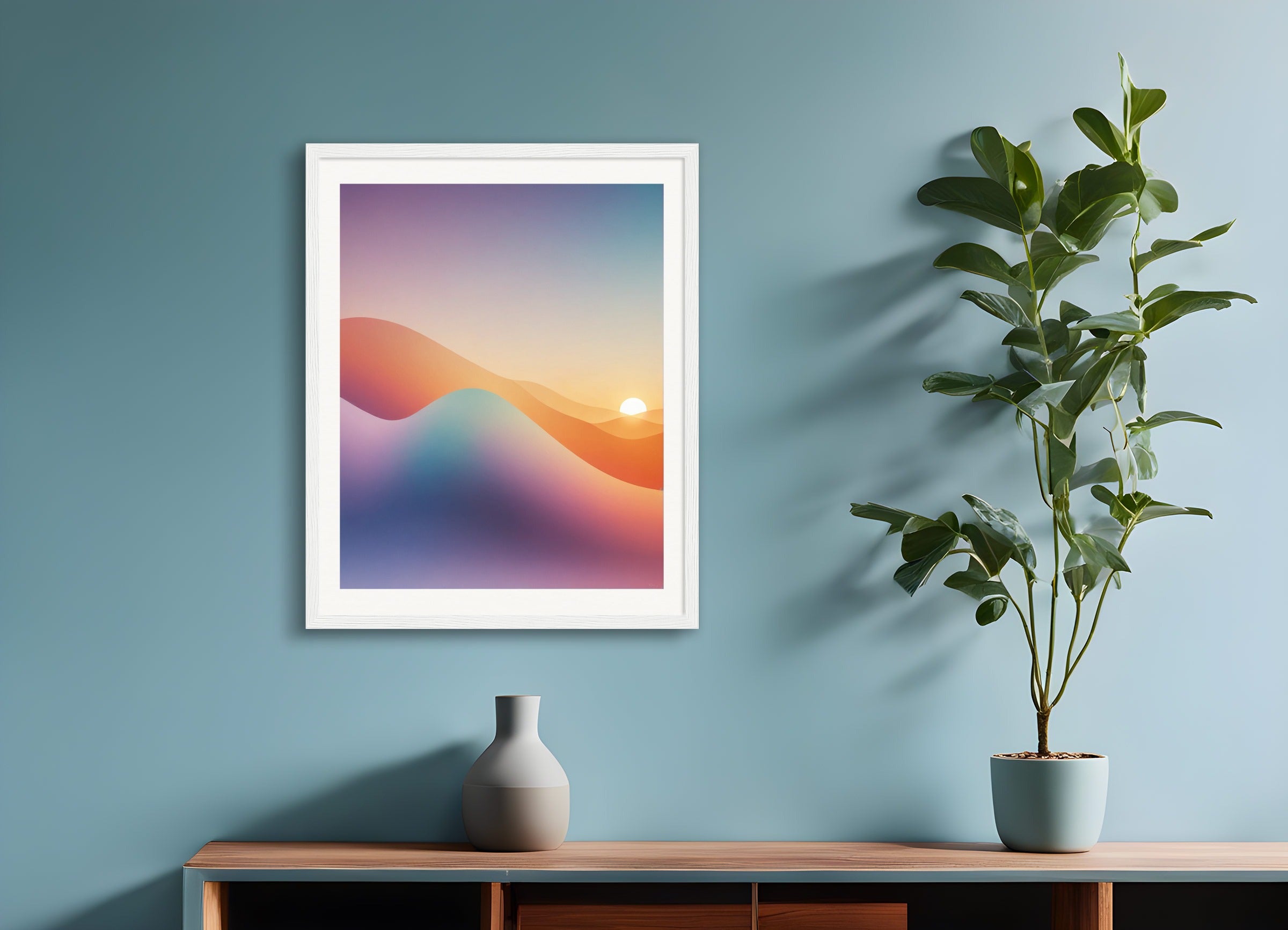 Poster with wood frame: Soothing Abstract Gradients, Snowboard 