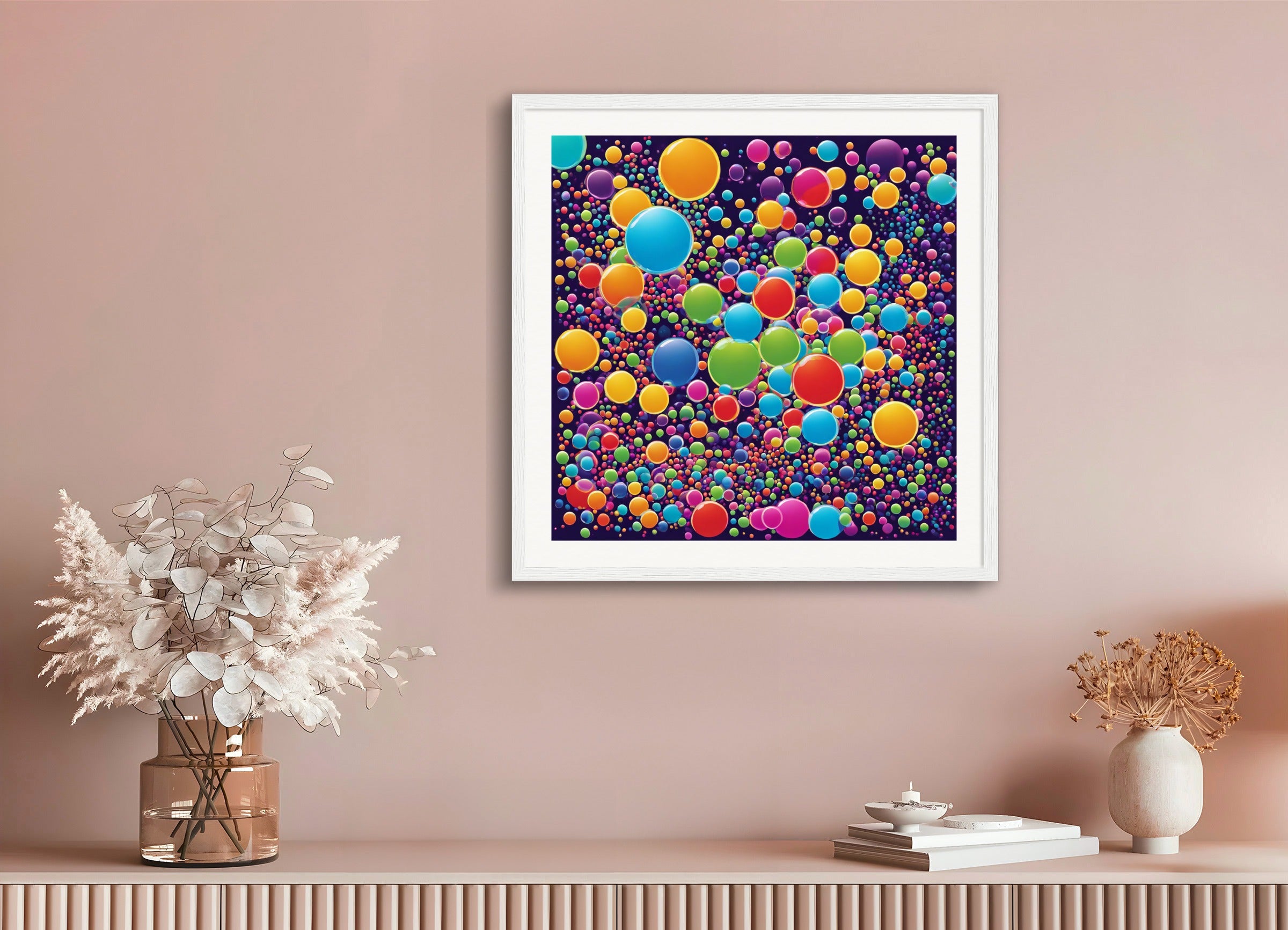 Poster with wood frame: Psychedelic art, Bubbles