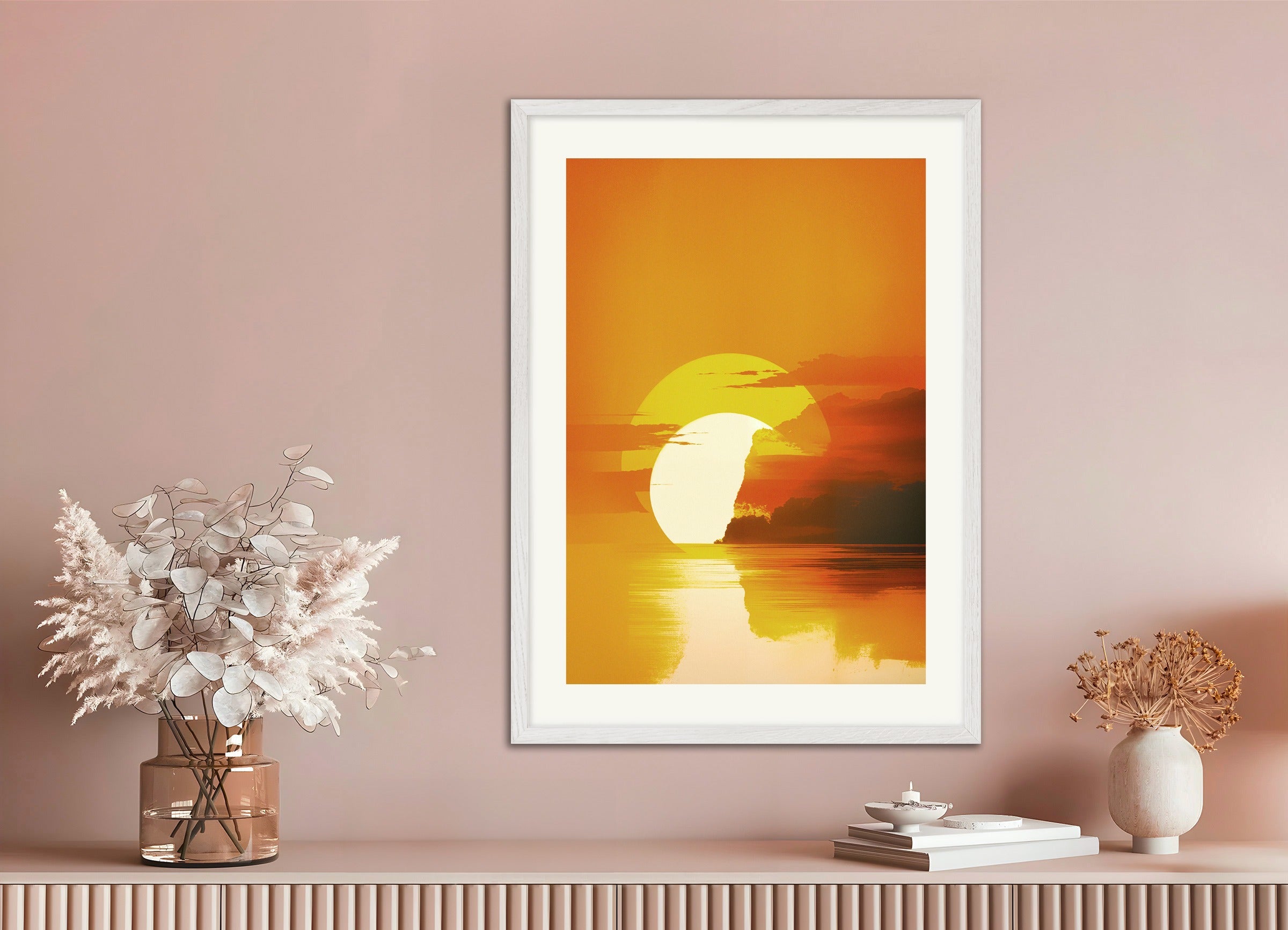 Poster with white wood frame: Sunset