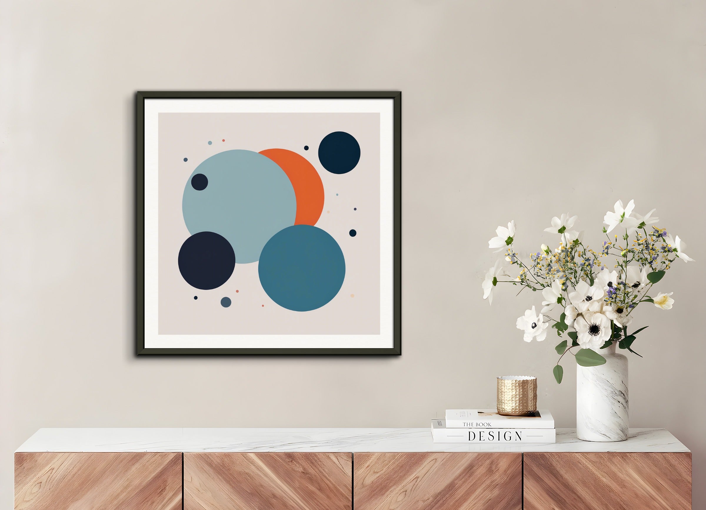 Poster with metal frame: Abstract minimalist art, Astronomy