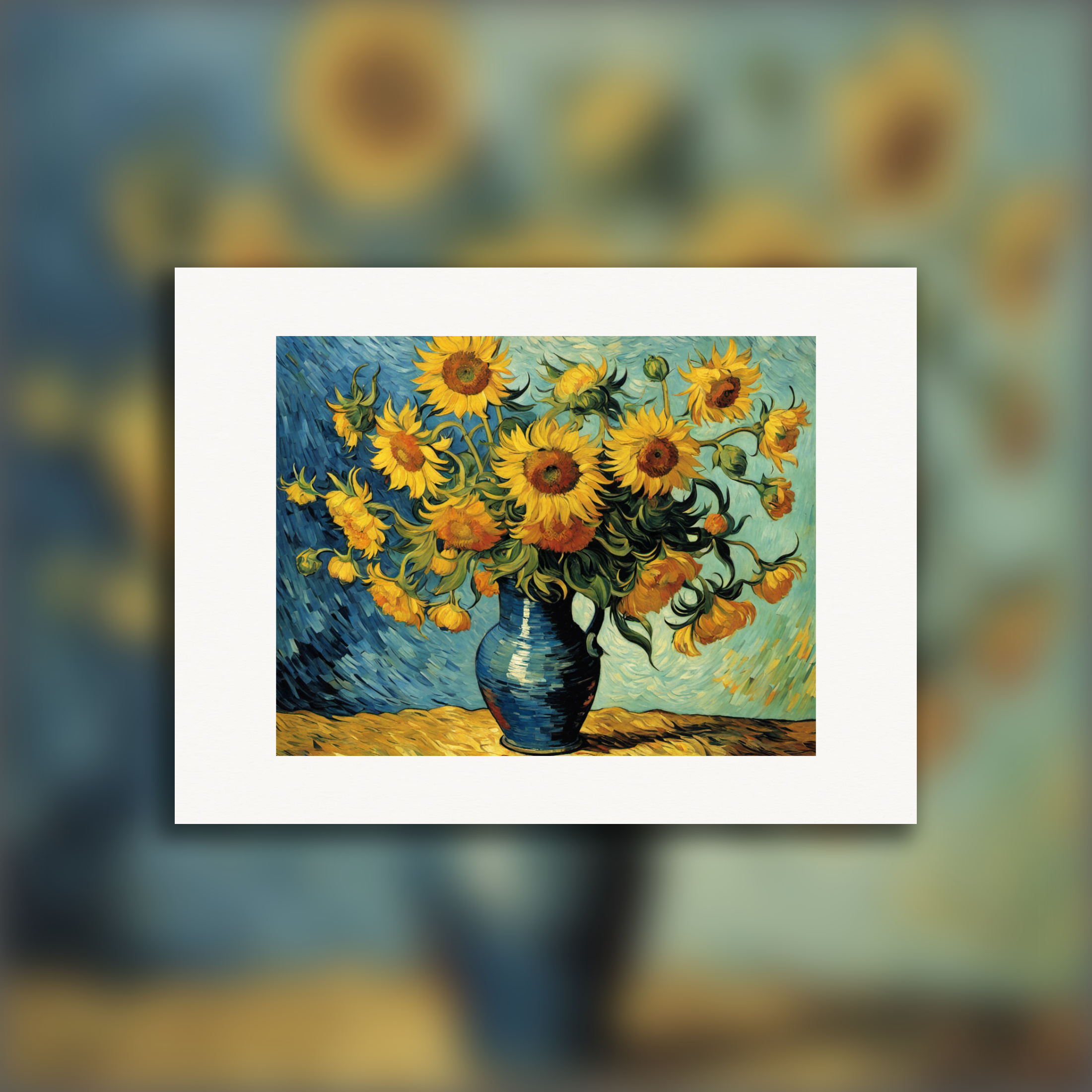 Painting capturing the passionate turbulence of nature and human emotion, sunflowers - Poster