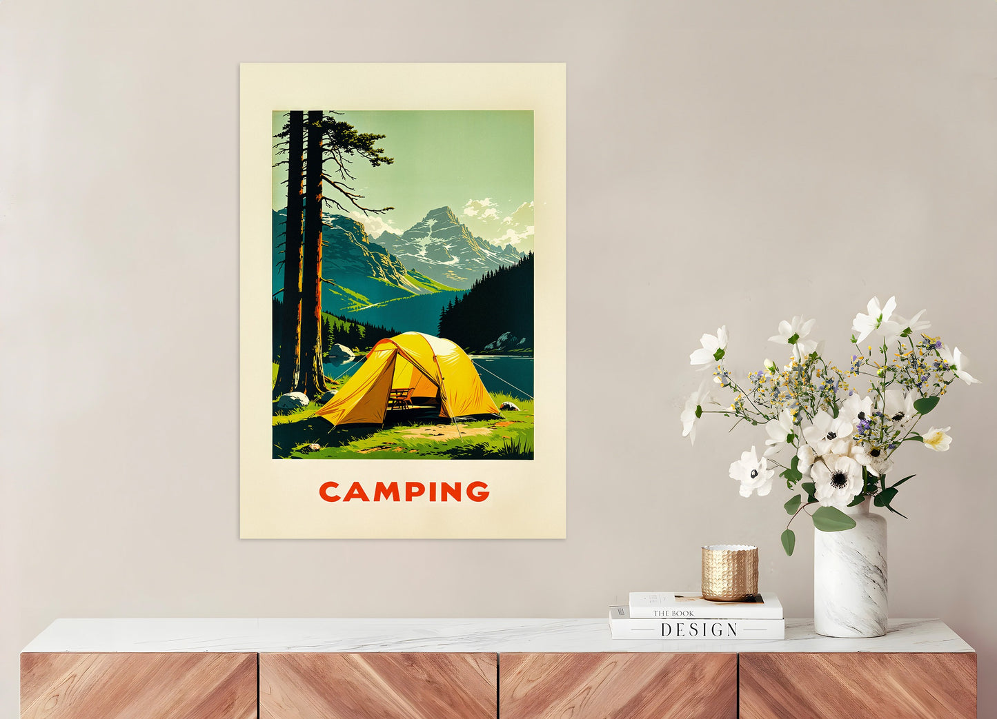 Poster: Vintage camping, mountain and nature poster, none