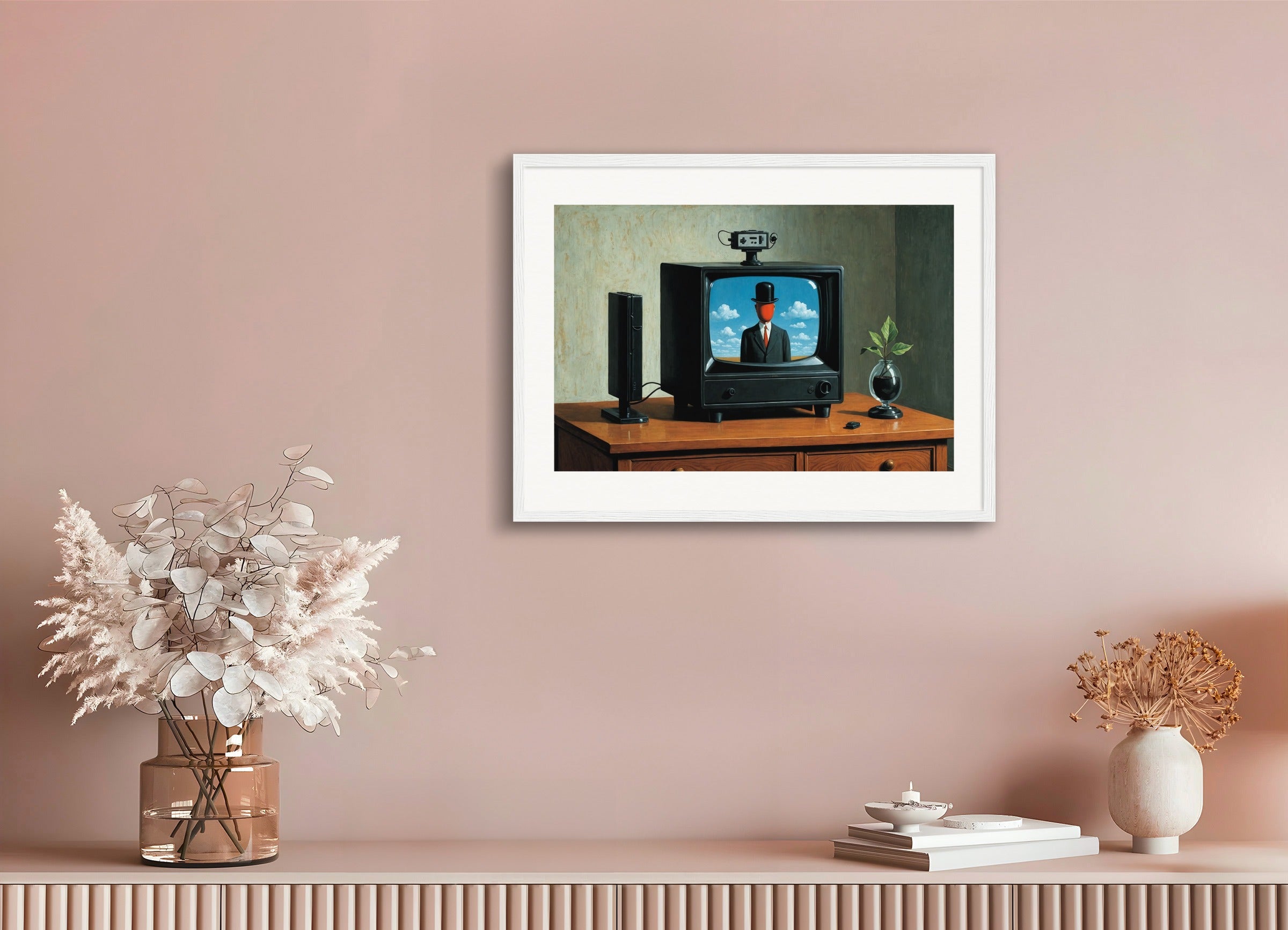 Poster with wood frame: Belgian surrealism, Video game console