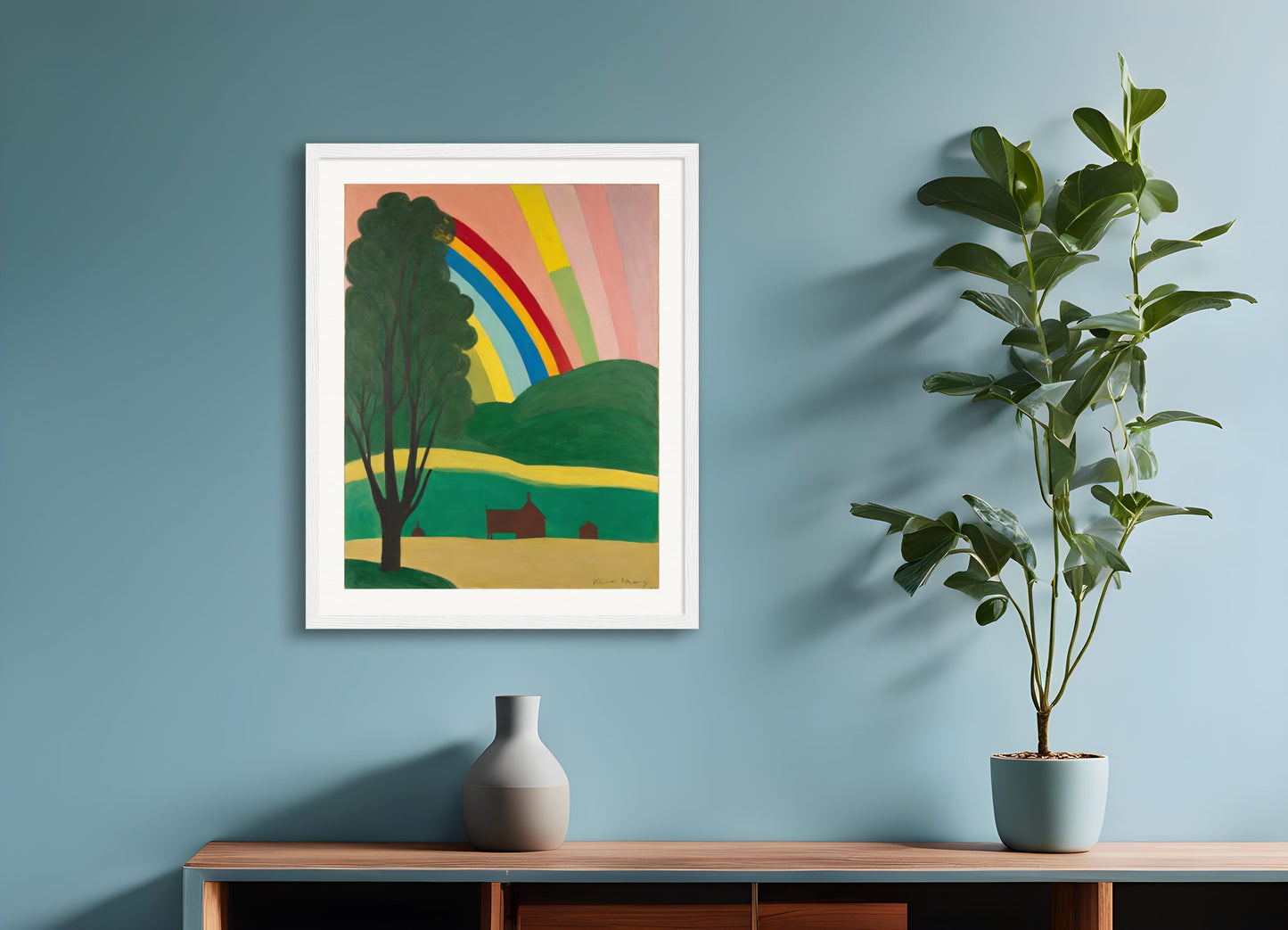 Poster with wood frame: American intimate figurative, abstract trend, Rainbow