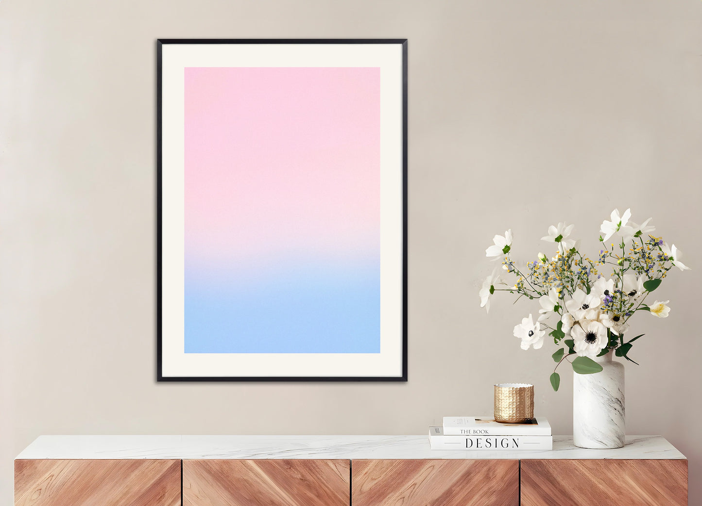 Poster with metal frame: Poster for SPA, color gradient, serenity