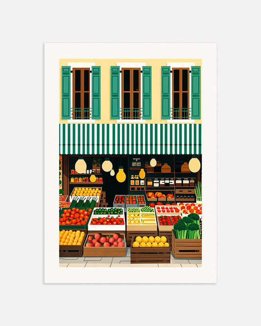 Poster: Grocery store poster, fruits and vegetables, none