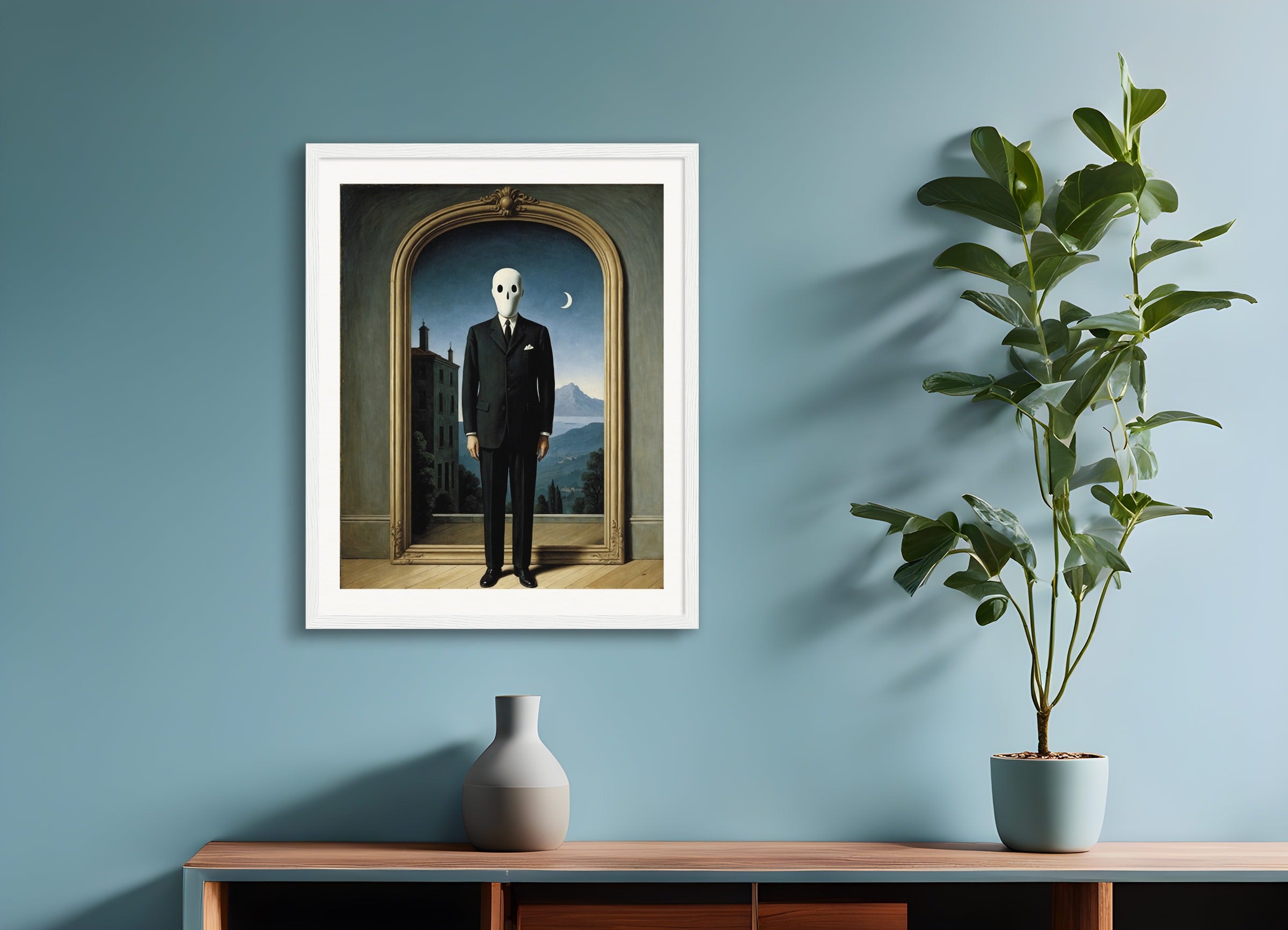 Poster with wood frame: Belgian surrealism, A Ghost
