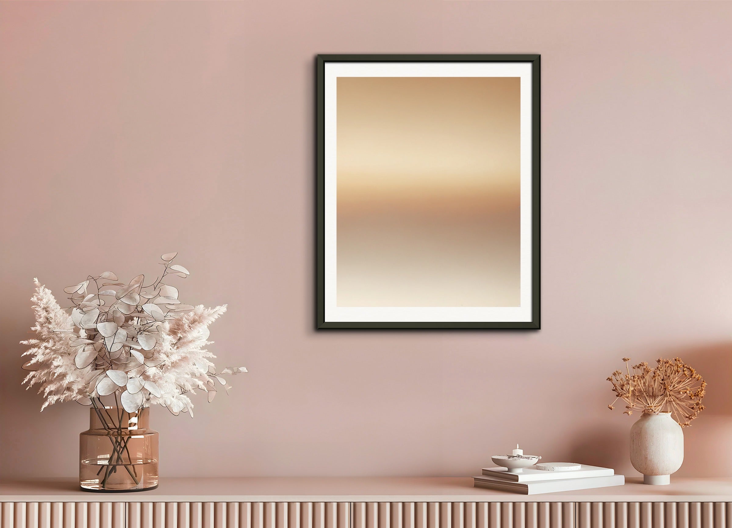 Poster with metal frame: Soothing Abstract Gradients, beige sky