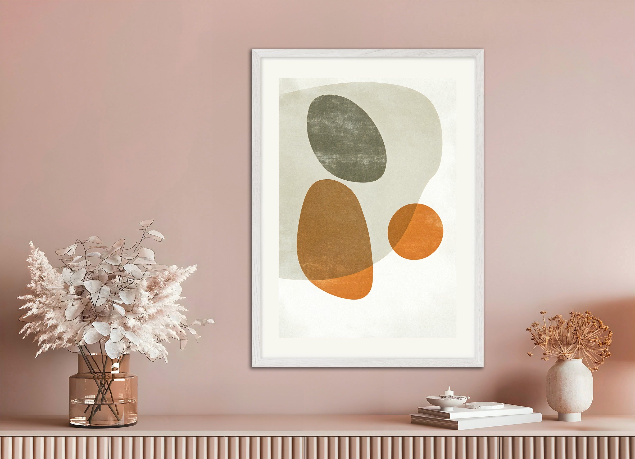 Poster with white wood frame: Abstract stains 02